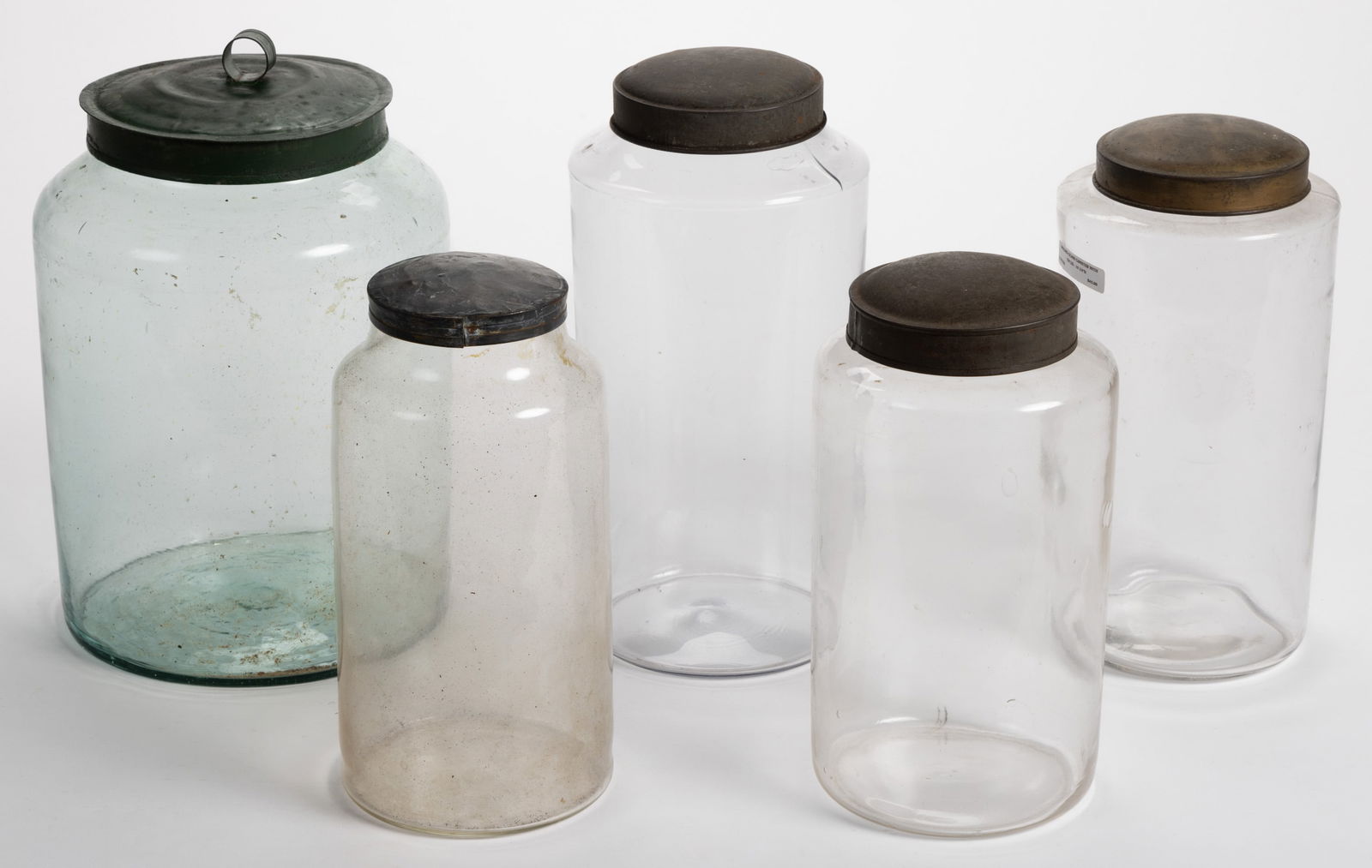 BLOWN APOTHECARY / STORAGE JARS, LOT OF FIVE (1 of 1)