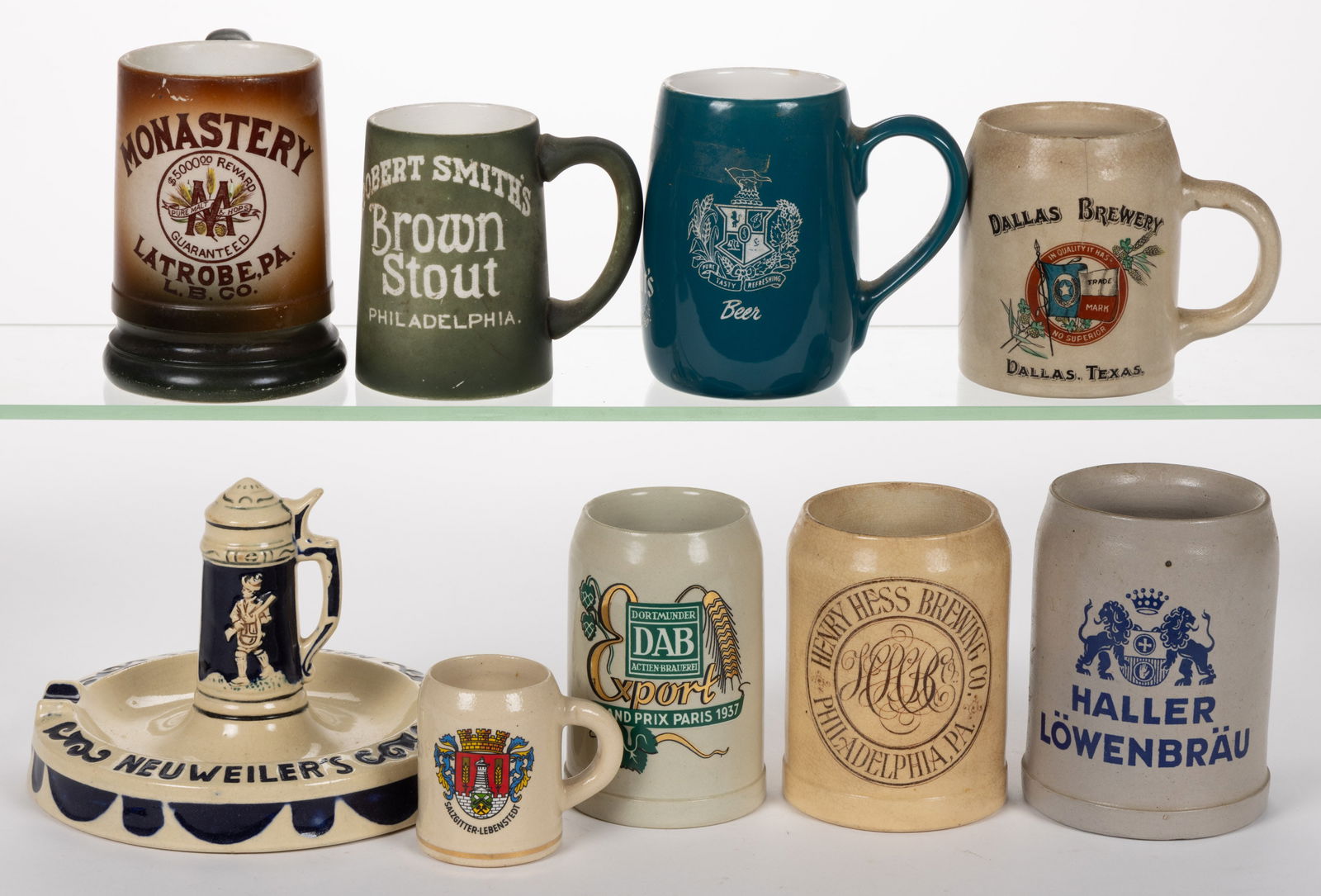 ASSORTED BREWERY ADVERTISING CERAMIC ARTICLES, LOT OF NINE (1 of 1)