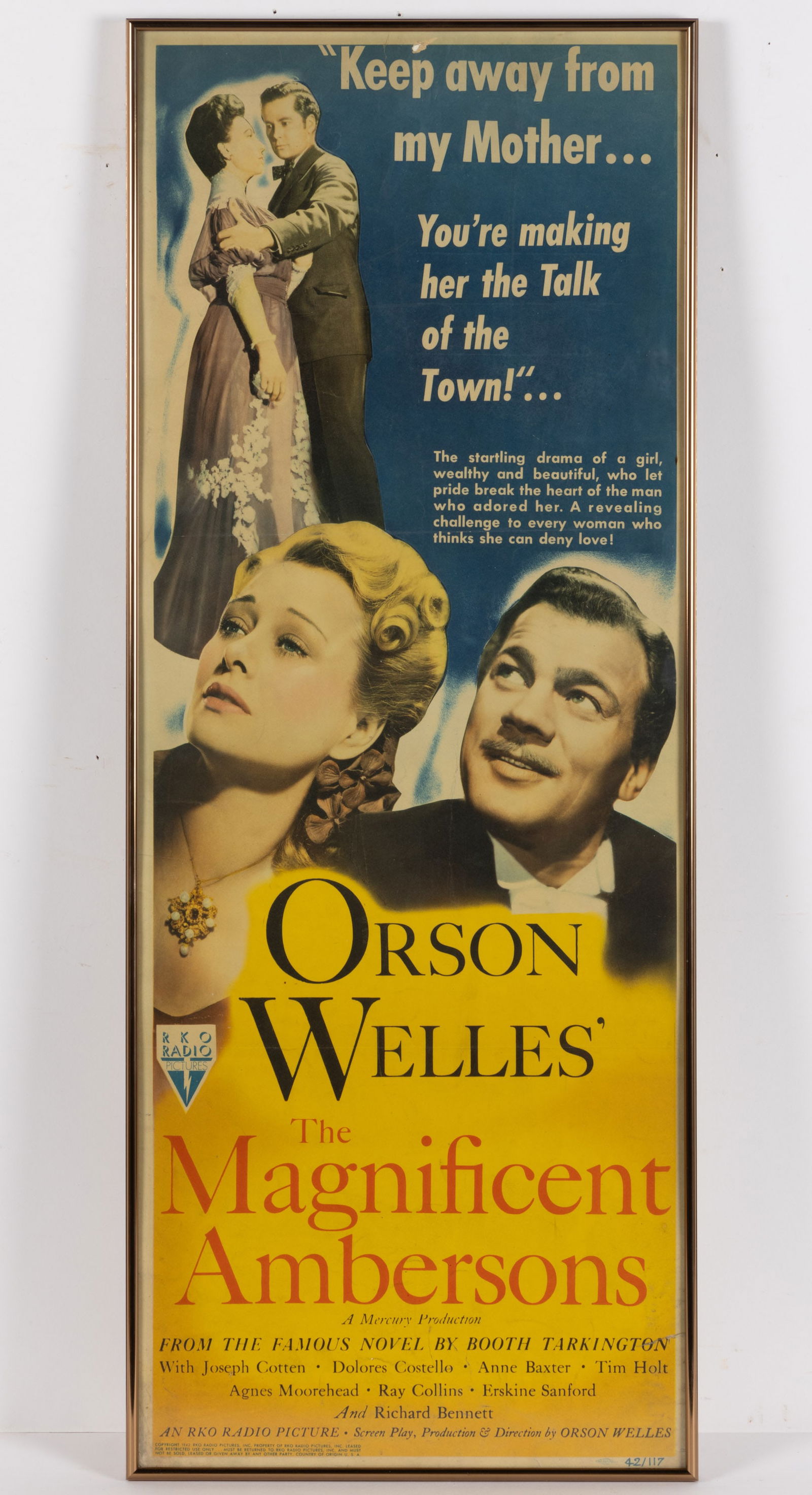 ORSON WELLES' "THE MAGNIFICENT AMBERSONS" ORIGINAL INSERT MOVIE POSTER (1 of 3)