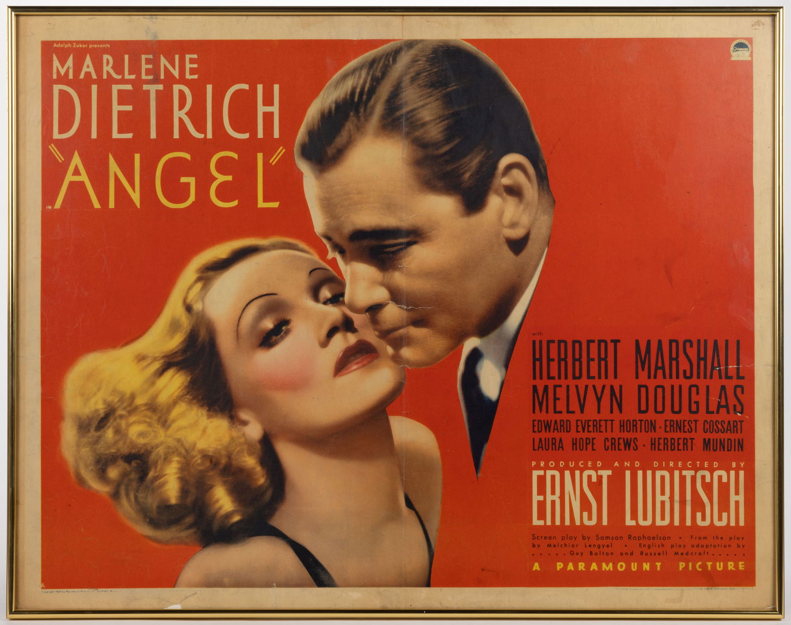 MARLENE DIETRICH "ANGEL" ORIGINAL HALF-SHEET MOVIE POSTER (1 of 4)
