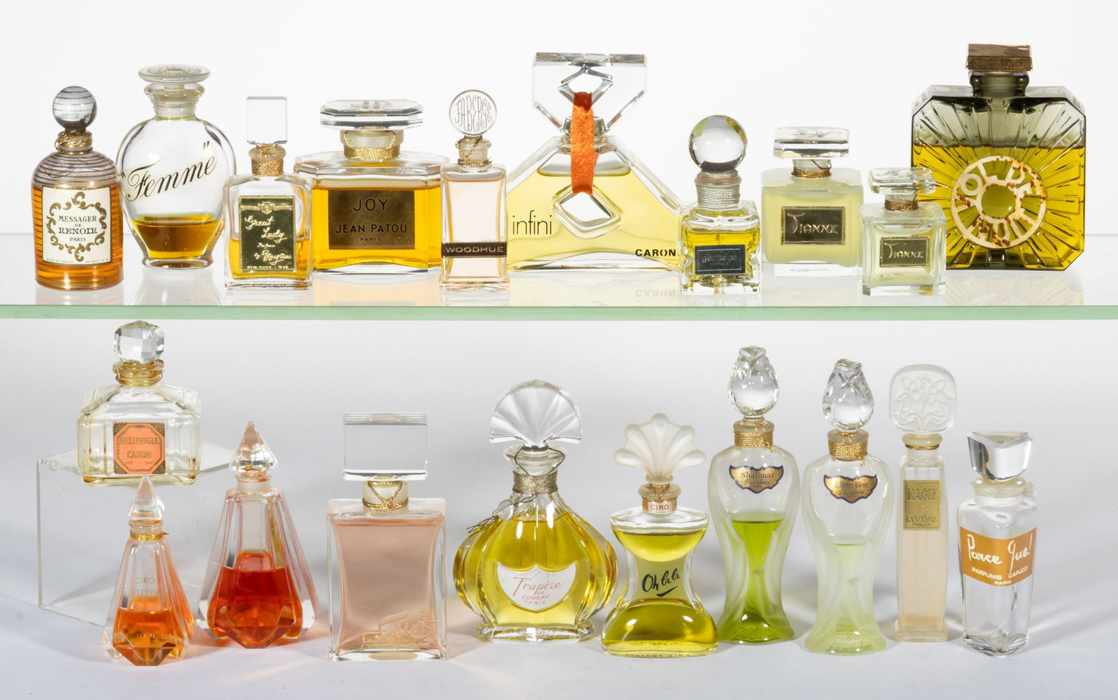 VINTAGE FRENCH COMMERCIAL PERFUME BOTTLES, LOT OF 20 (1 of 2)