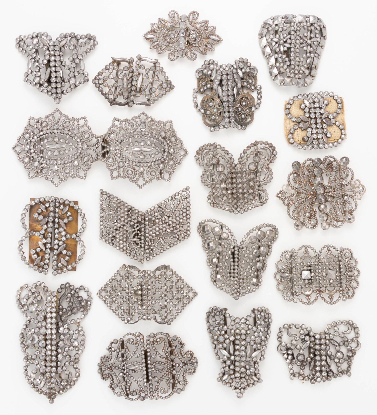 VICTORIAN / ANTIQUE CUT-STEEL BELT OR DRESS BUCKLES, LOT OF 18 (1 of 3)