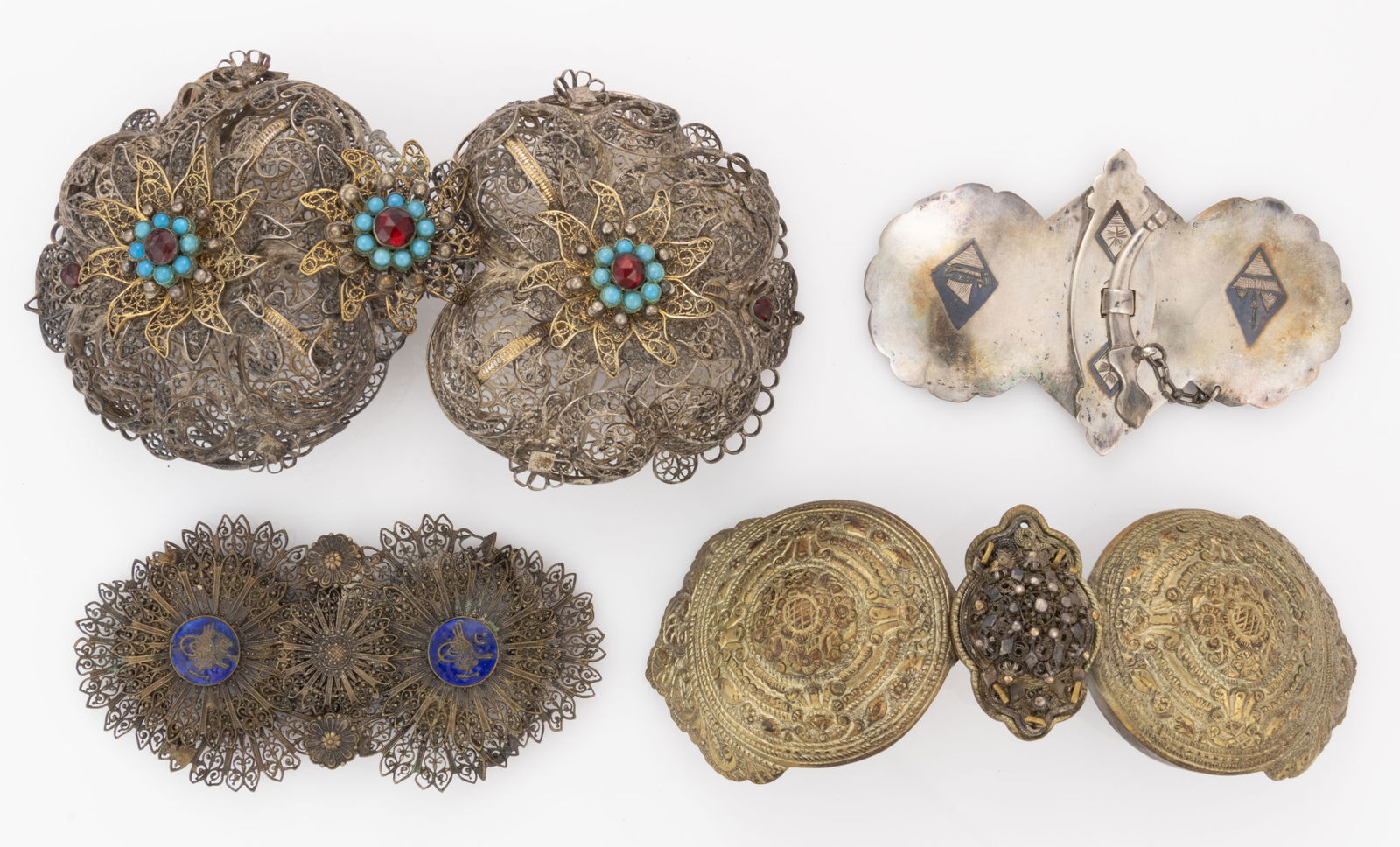 ANTIQUE OTTOMAN, AND POSSIBLY OTHER, METAL BELT BUCKLES, LOT OF FOUR (1 of 3)