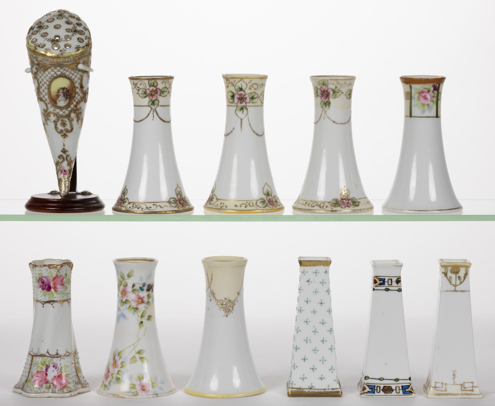 JAPANESE NIPPON PORCELAIN HATPIN HOLDERS, LOT OF 11 (1 of 1)