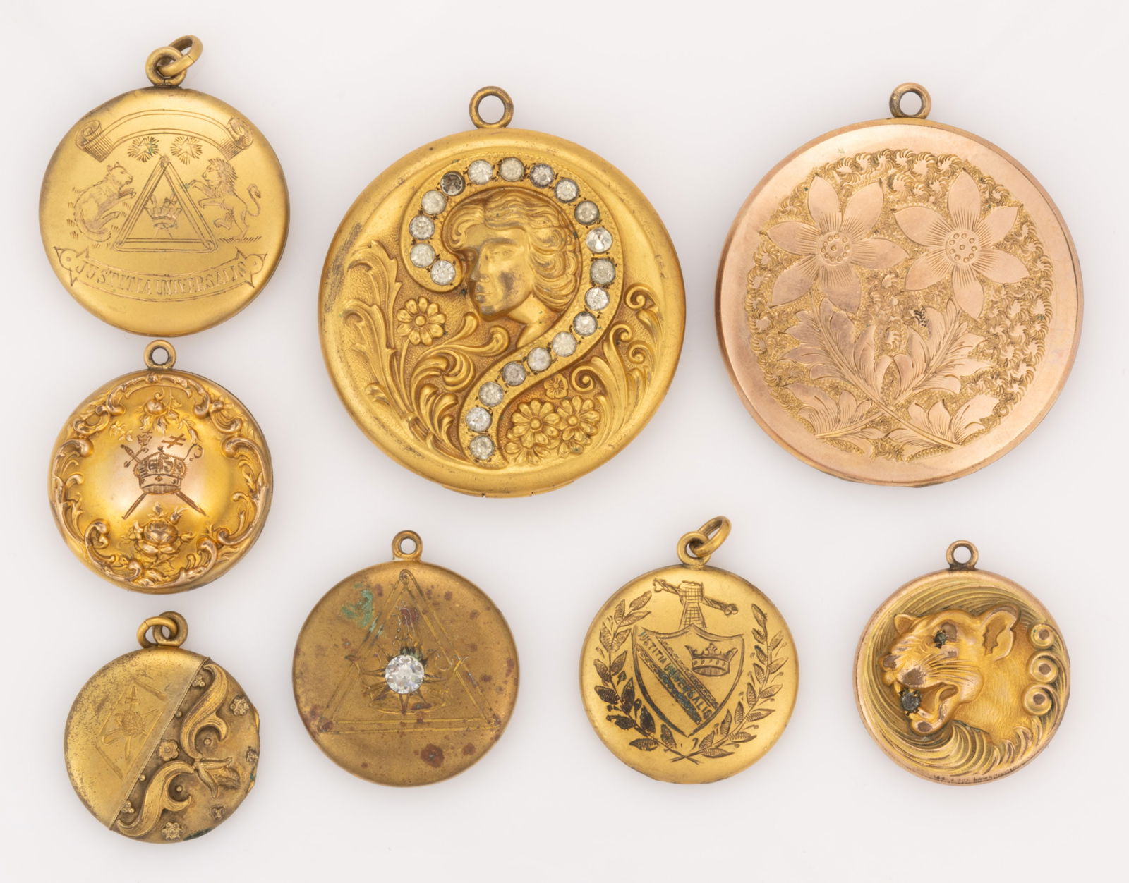 ANTIQUE / VINTAGE KNIGHTS OF PYTHIAS AND OTHER FRATERNAL ENGRAVED-DECORATED LOCKETS / WATCH FOBS, (1 of 2)