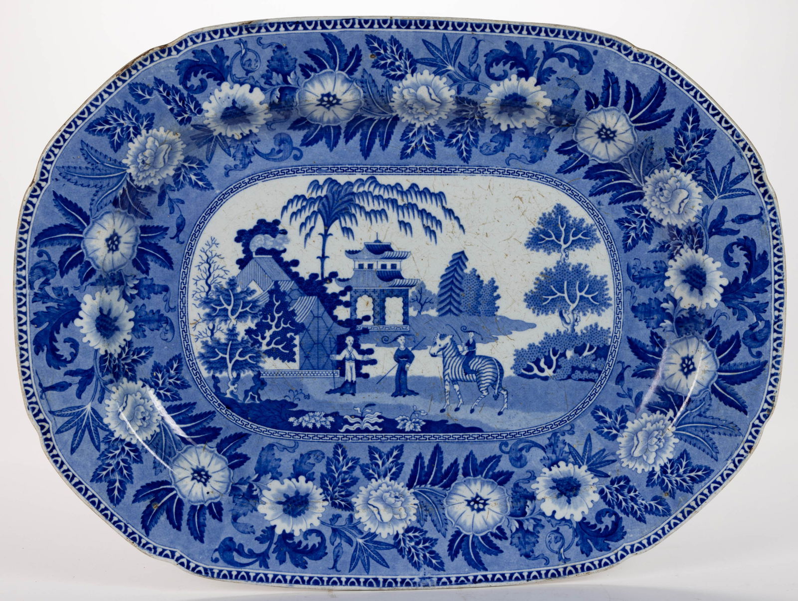 STAFFORDSHIRE TRANSFER-PRINTED ZEBRA MOTIF CERAMIC PLATTER (1 of 2)
