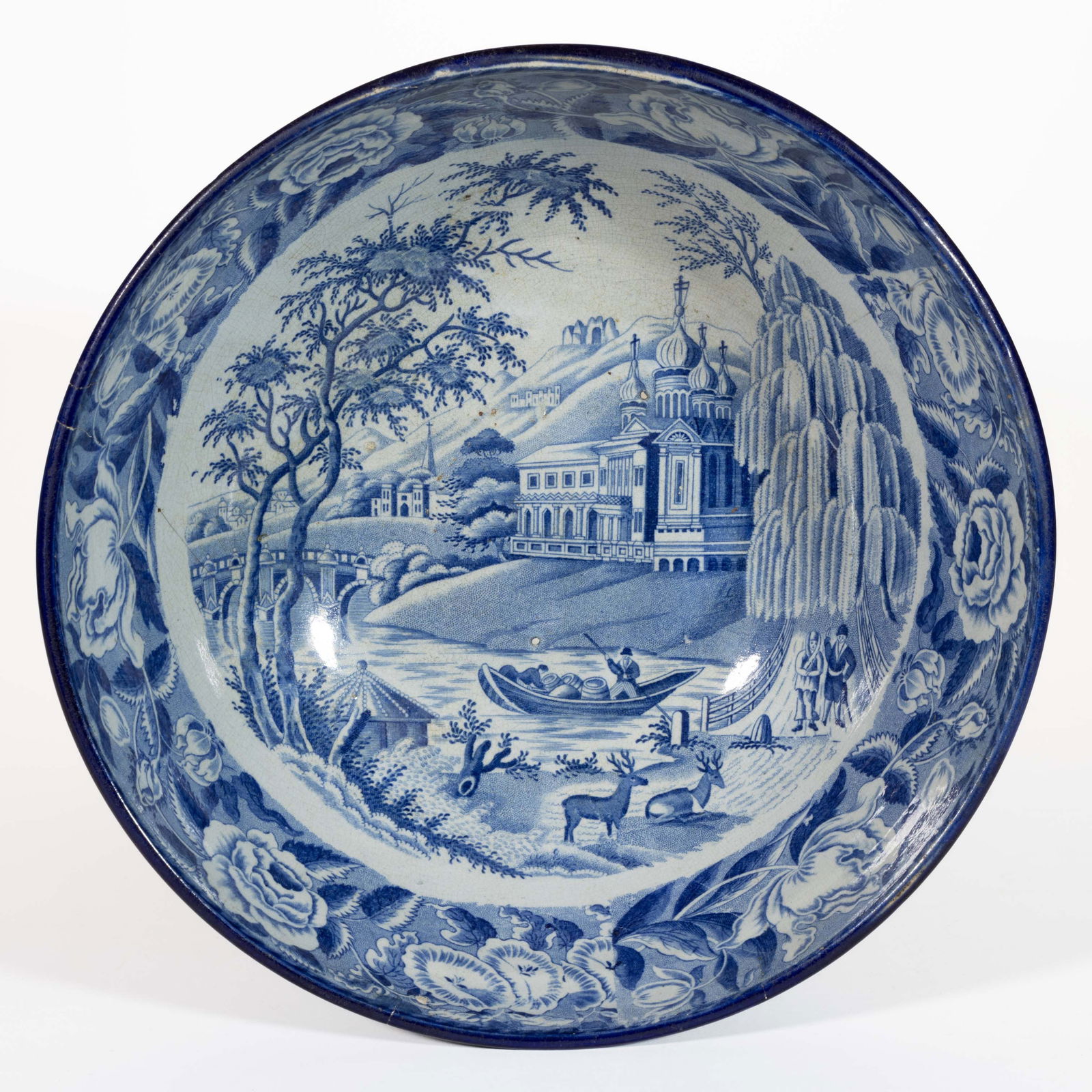 STAFFORDSHIRE RUSSIAN VIEW TRANSFER-PRINTED CERAMIC PUNCH BOWL (1 of 6)