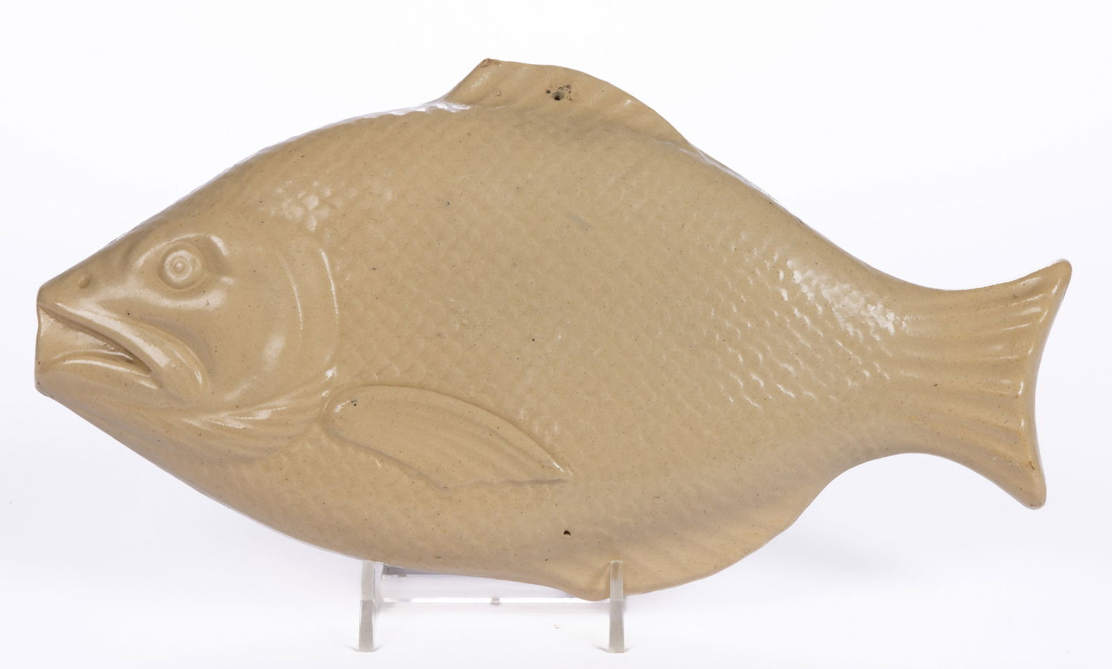 BRITISH YELLOWWARE CERAMIC FIGURAL FISH BOTTLE / FLASK (1 of 4)