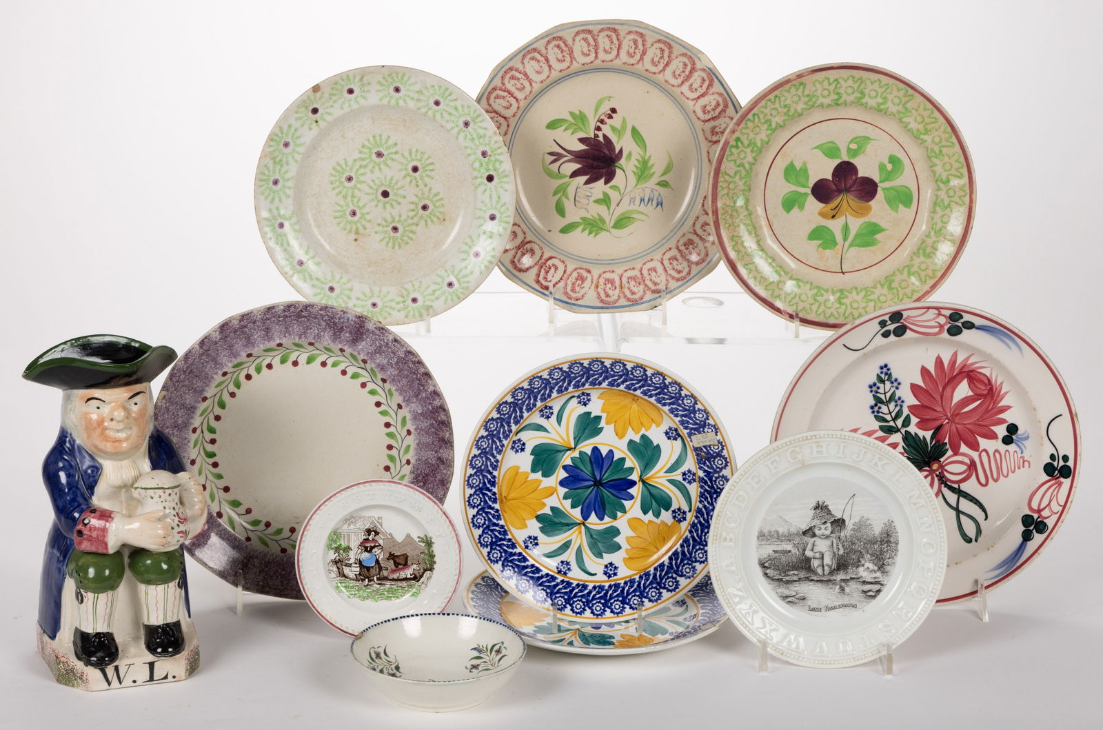 ASSORTED HAND-PAINTED CERAMIC ARTICLES, LOT OF NINE (1 of 1)