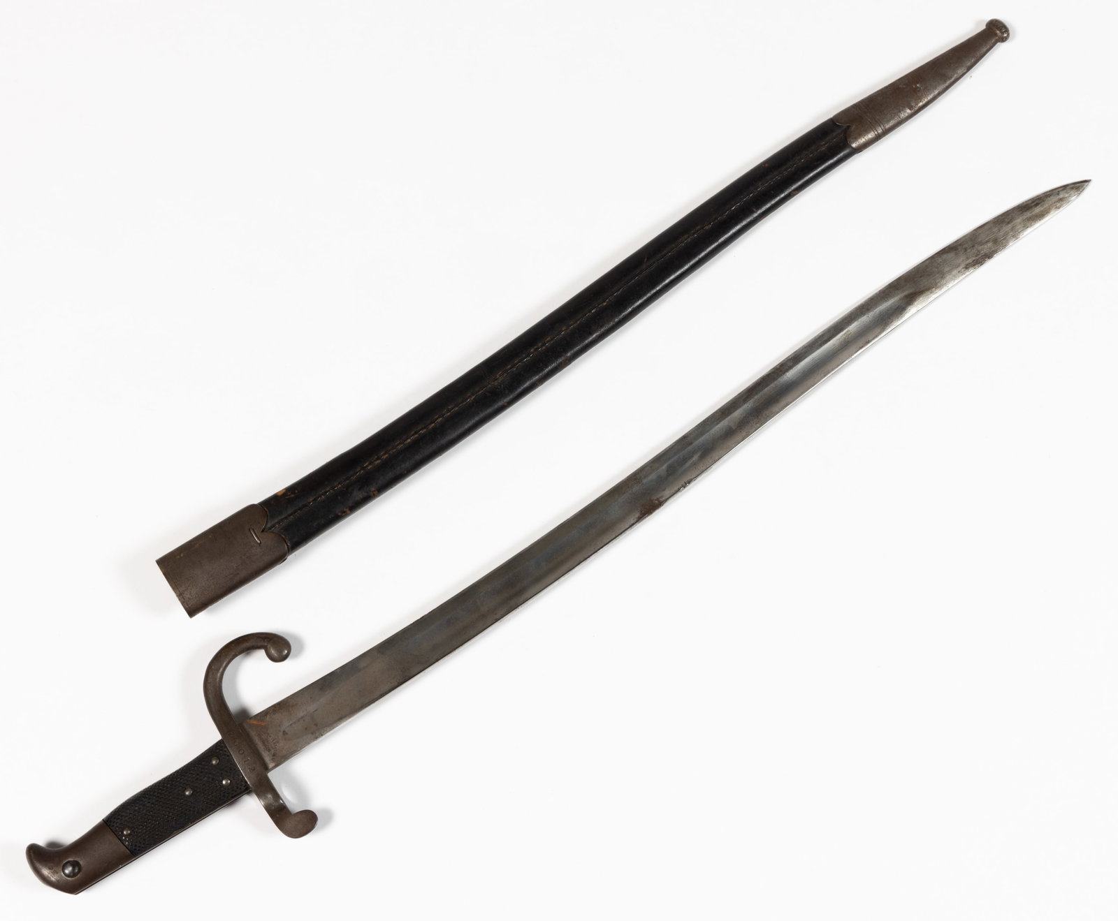 DANISH MODEL 1867 SWORD BAYONET: DANISH MODEL 1867 SWORD BAYONET, German manufactured by Gebr Weyersberg Solingen for the first Danish Rolling Block Rifle produced by Remington, crosspiece stamped "28B.269" and "5