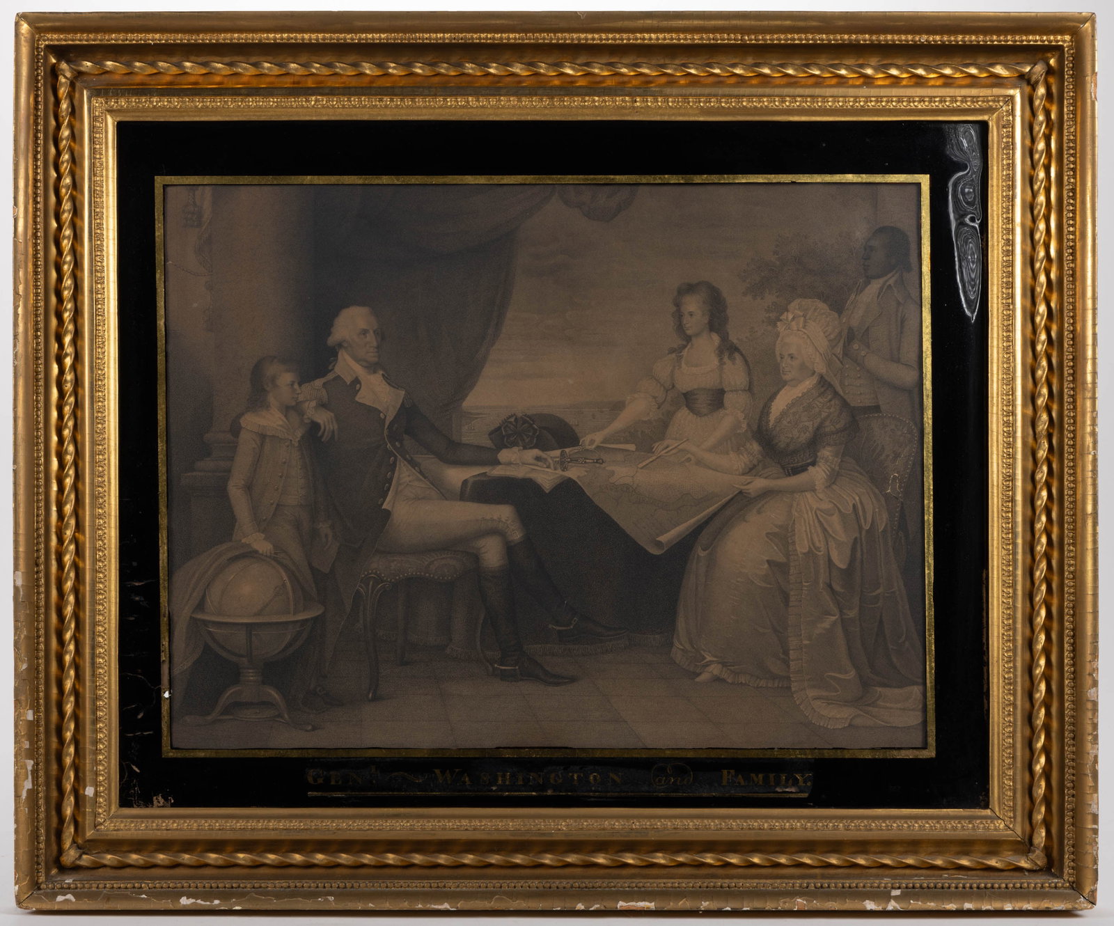 EDWARD SAVAGE WASHINGTON FAMILY STIPPLE ENGRAVING: EDWARD SAVAGE WASHINGTON FAMILY STIPPLE ENGRAVING, "The Washington Family. George Washington his Lady, and her two Grandchildren by the name of Custis. / La Famille de Washington. George Washington: S
