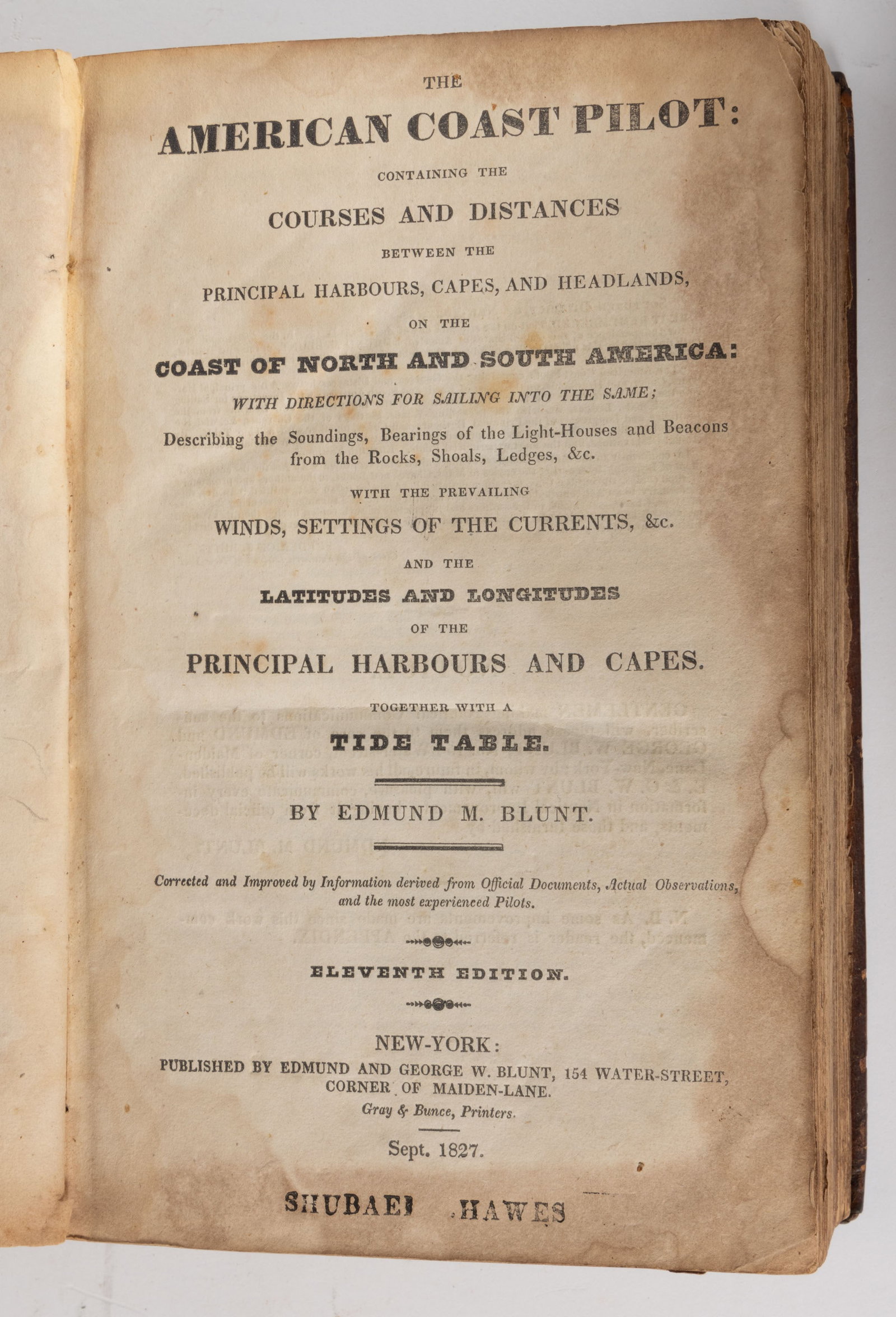 ANTIQUARIAN AMERICAN EAST COAST SAILING VOLUME WITH MAPS: ANTIQUARIAN AMERICAN EAST COAST SAILING VOLUME WITH MAPS, Blunt, The American Coast Pilot: Containing the Courses and Distances Between the Principal Harbours, Capes, and Headlines, of the Coast 