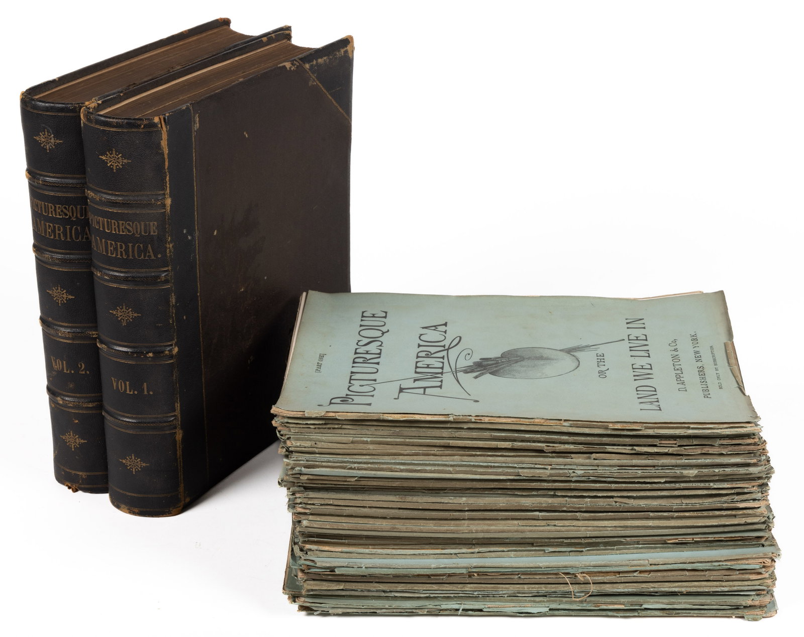 ILLUSTRATED AMERICANA TWO-VOLUME SET: ILLUSTRATED AMERICANA TWO-VOLUME SET, comprising William Cullen Bryant editor, Picturesque America, or The Land We Live In, New York: D. Appleton & Co., 1872 and 1874, illustrated with m