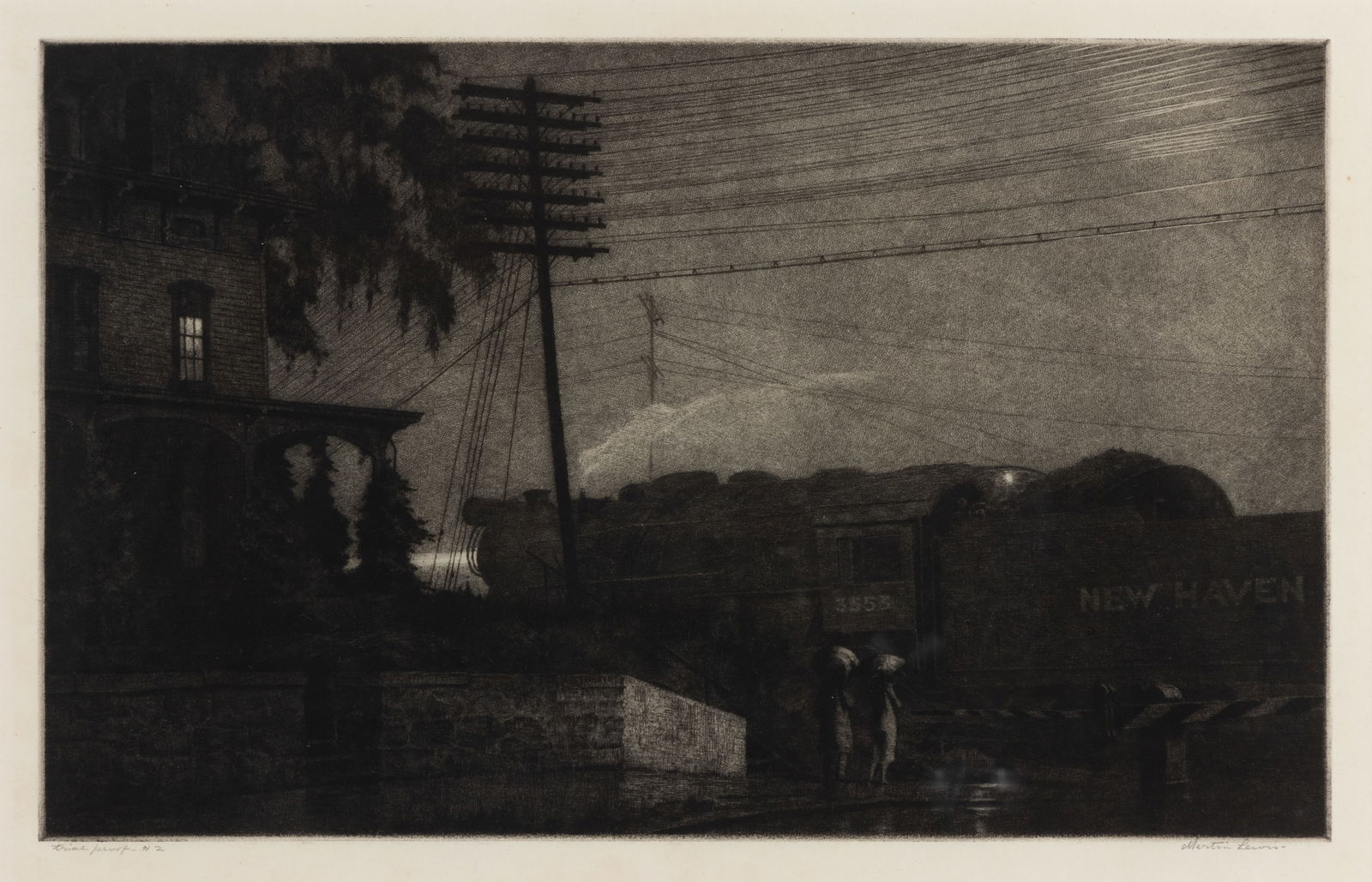 MARTIN LEWIS (AUSTRALIAN-AMERICAN, 1881-1962) "THE PASSING FREIGHT, DANBURY" (1 of 8)