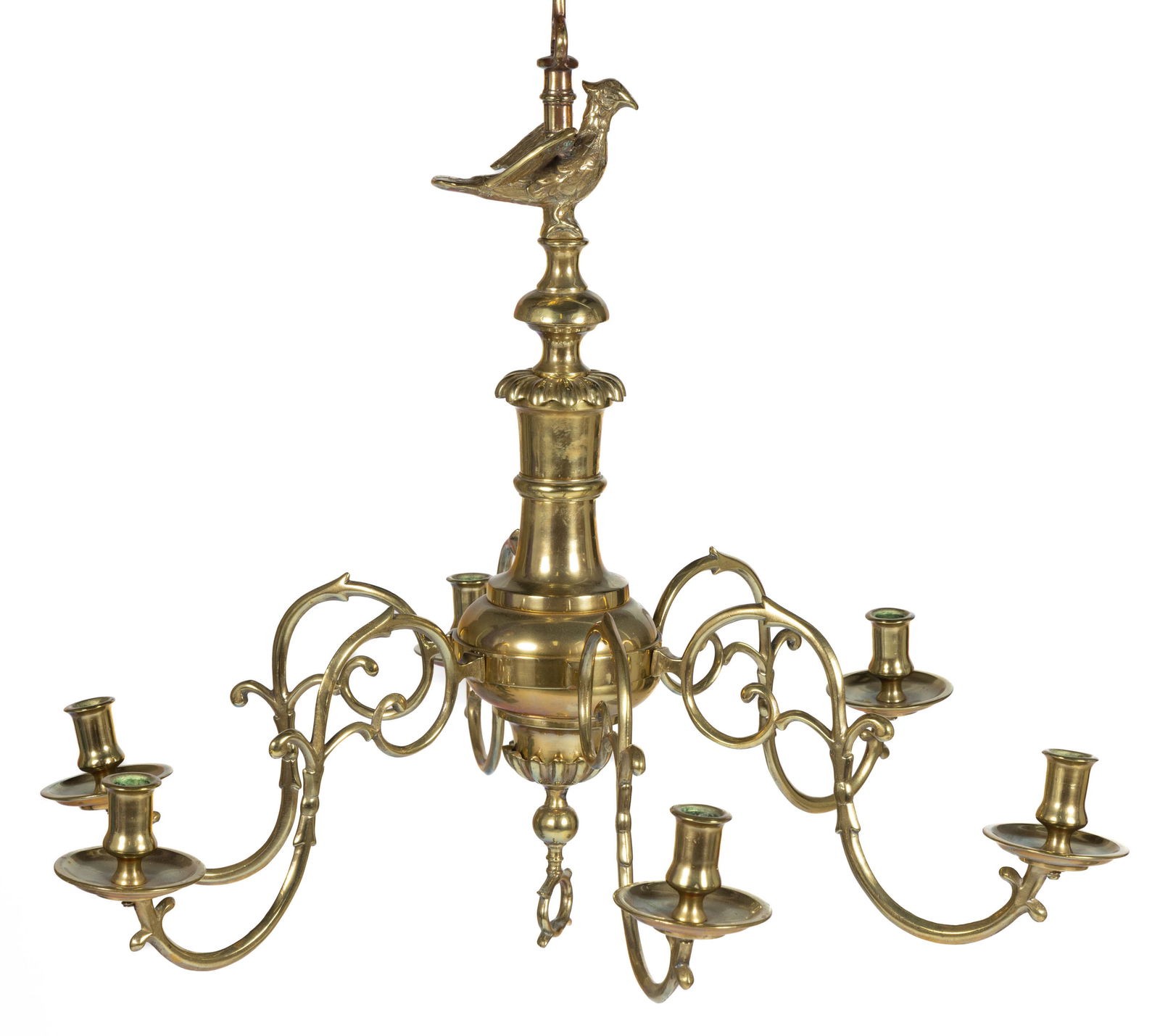 ENGLISH GEORGIAN BRASS SIX-LIGHT CHANDELIER (1 of 5)
