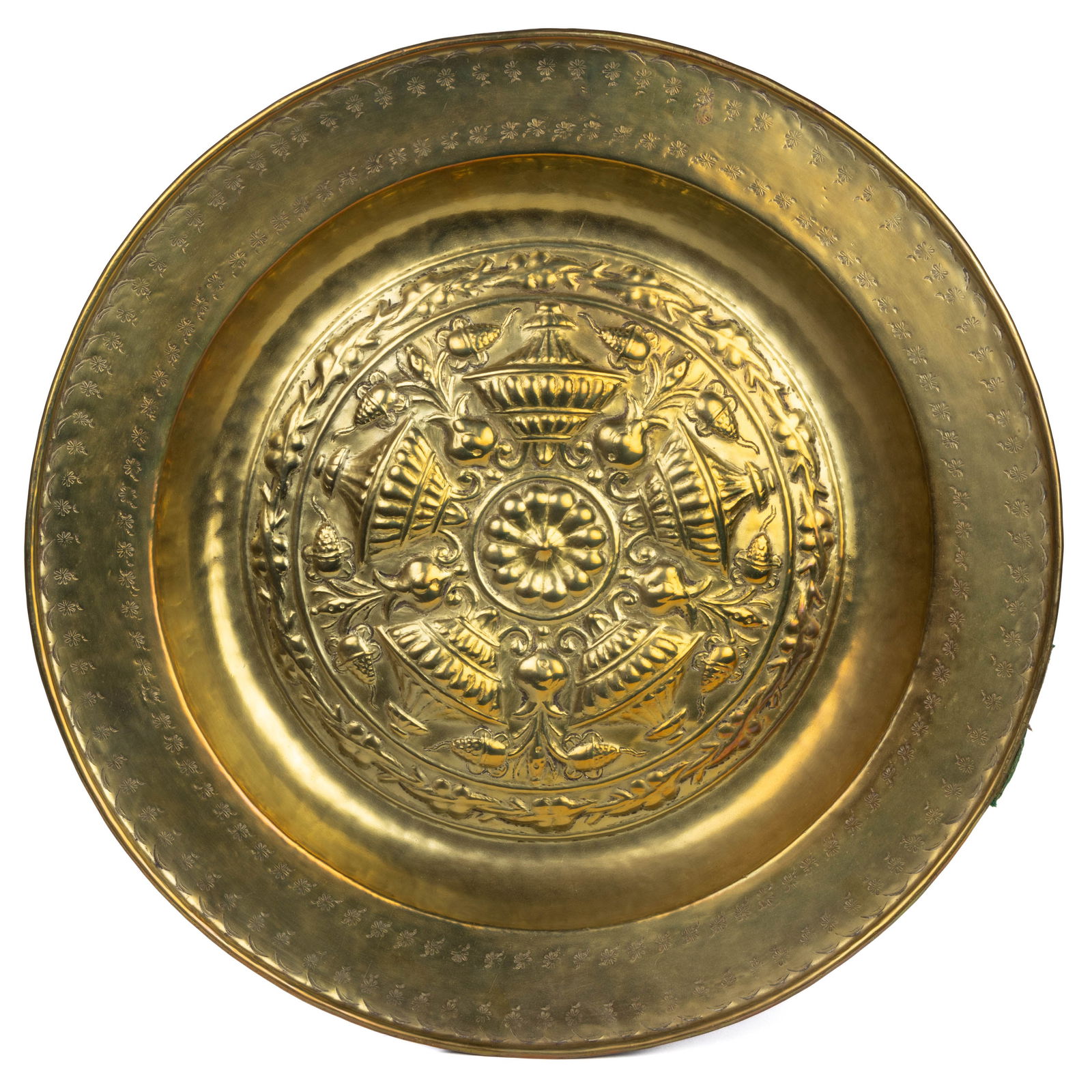 NUREMBERG, GERMANY BAROQUE REPOUSSE-DECORATED BRASS ALMS DISH (1 of 3)