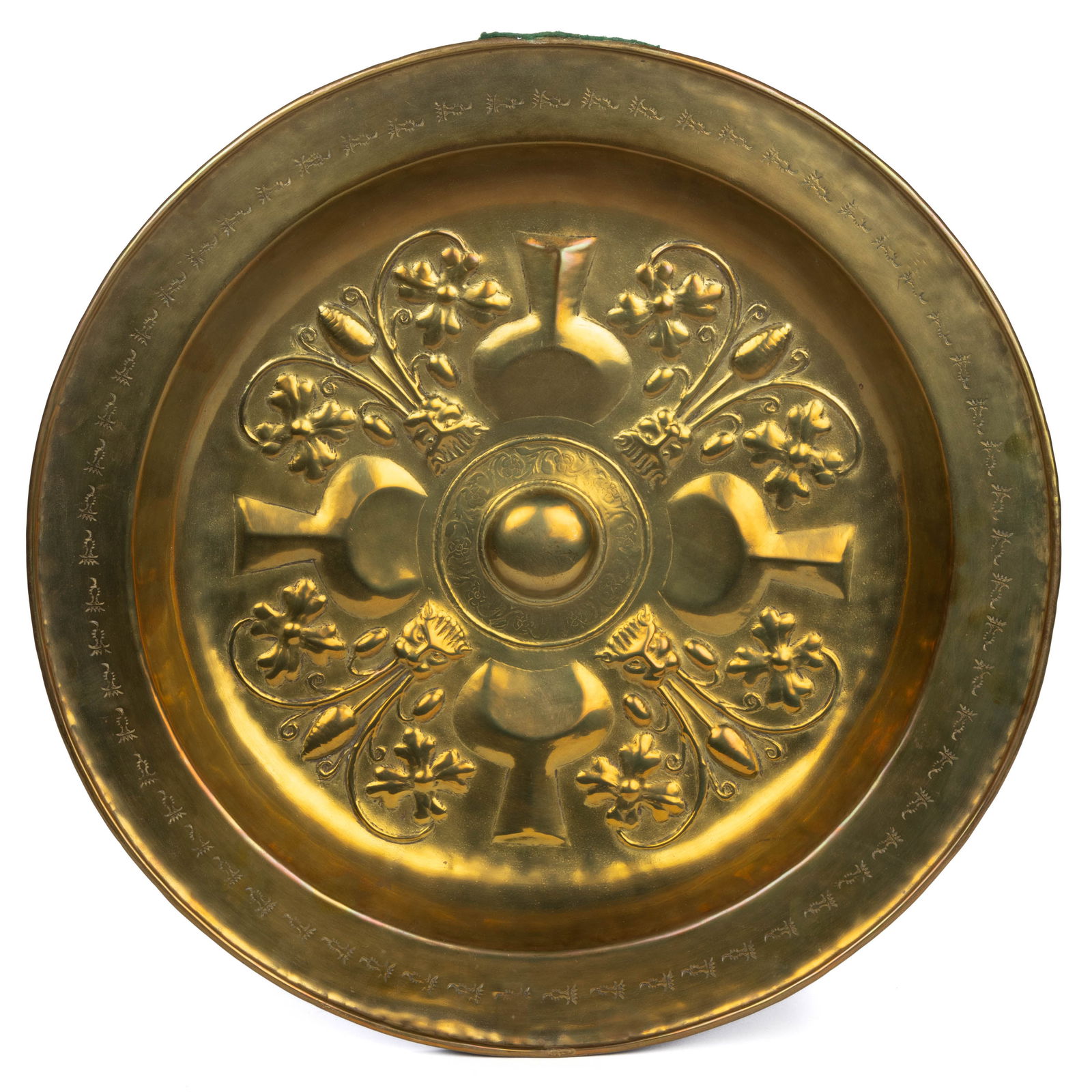 NUREMBERG, GERMANY BAROQUE REPOUSSE-DECORATED BRASS ALMS DISH (1 of 3)