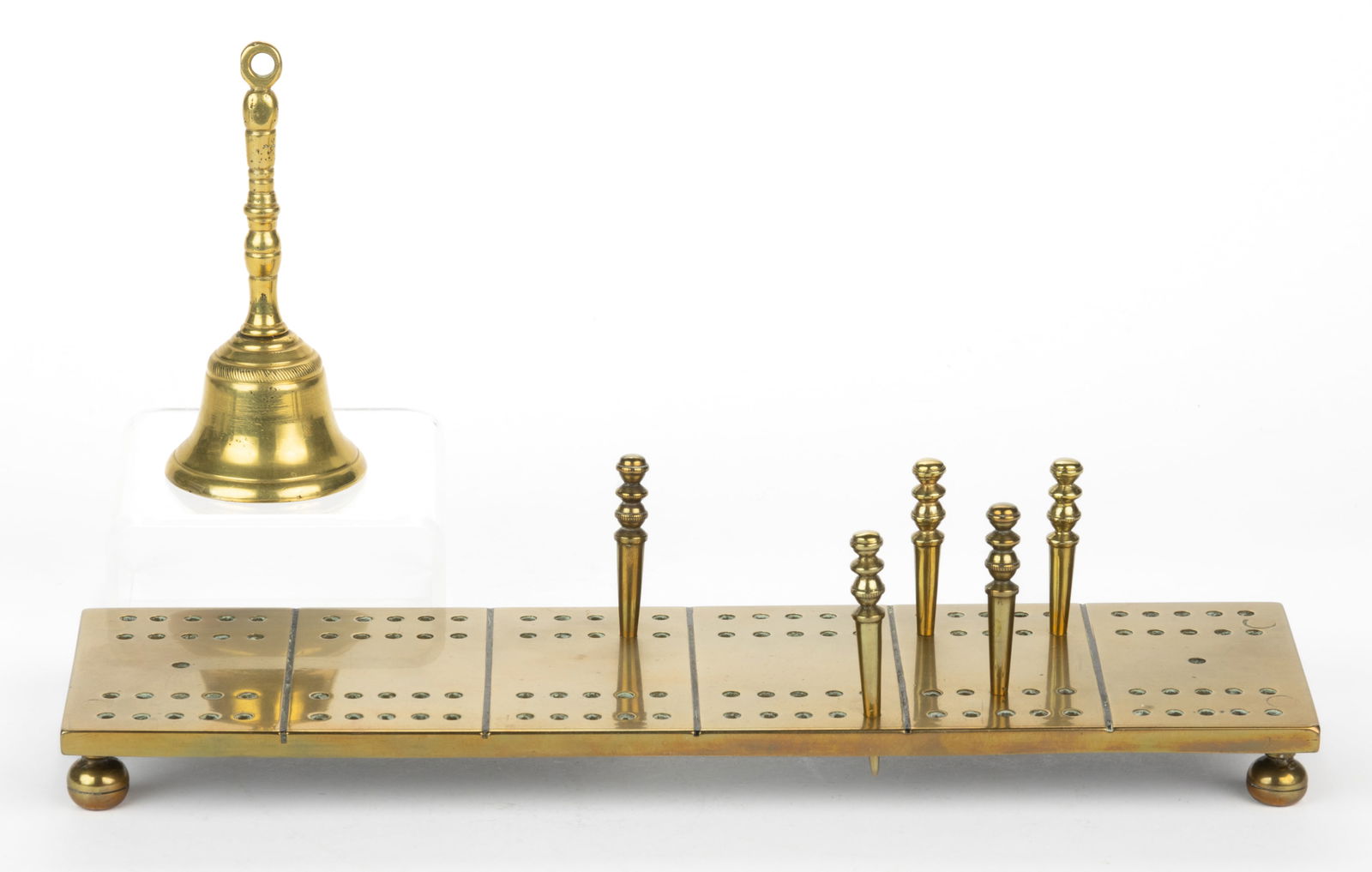 ENGLISH GEORGIAN BRASS CRIBBAGE BOARD (1 of 1)