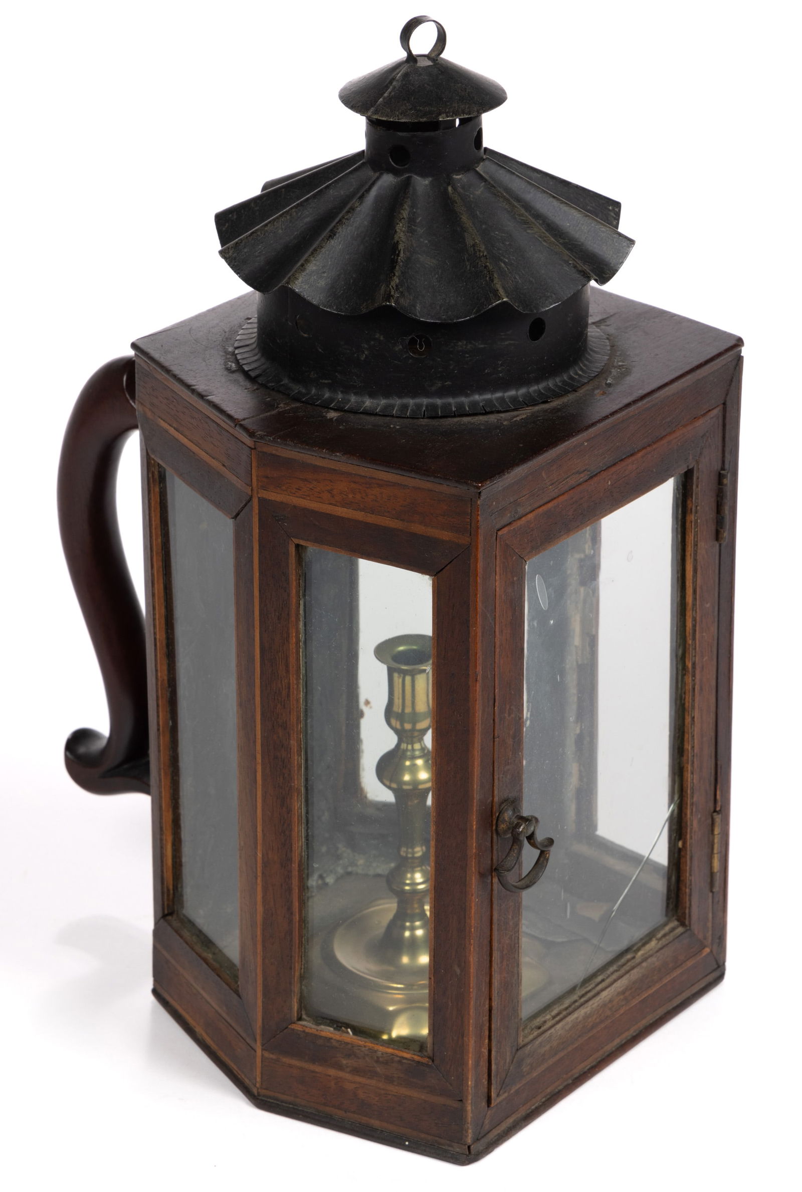 RARE ENGLISH GEORGIAN WALNUT CANDLE LANTERN (1 of 6)