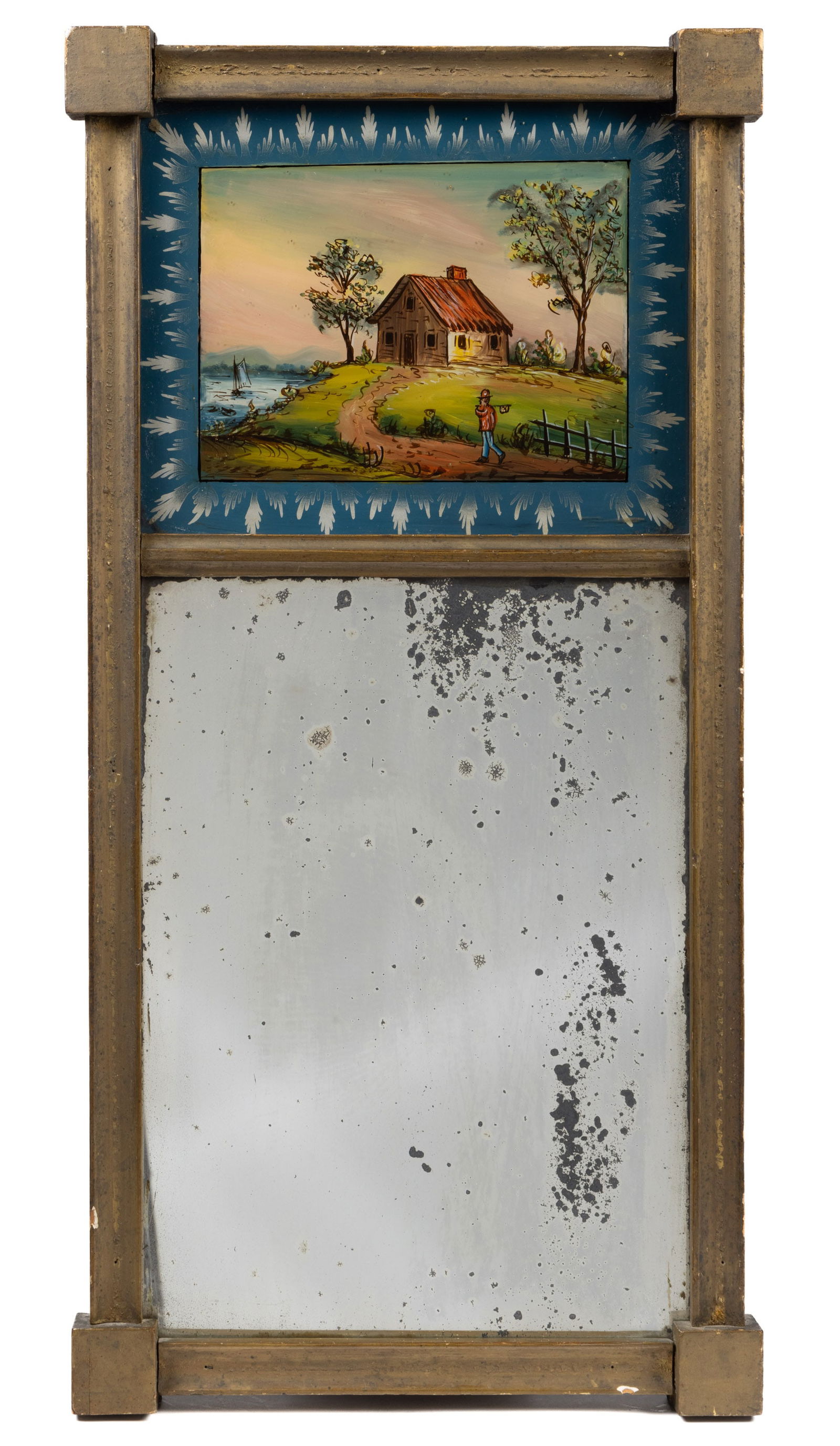 AMERICAN CLASSICAL GILT-WOOD LOOKING GLASS / WALL MIRROR (1 of 3)