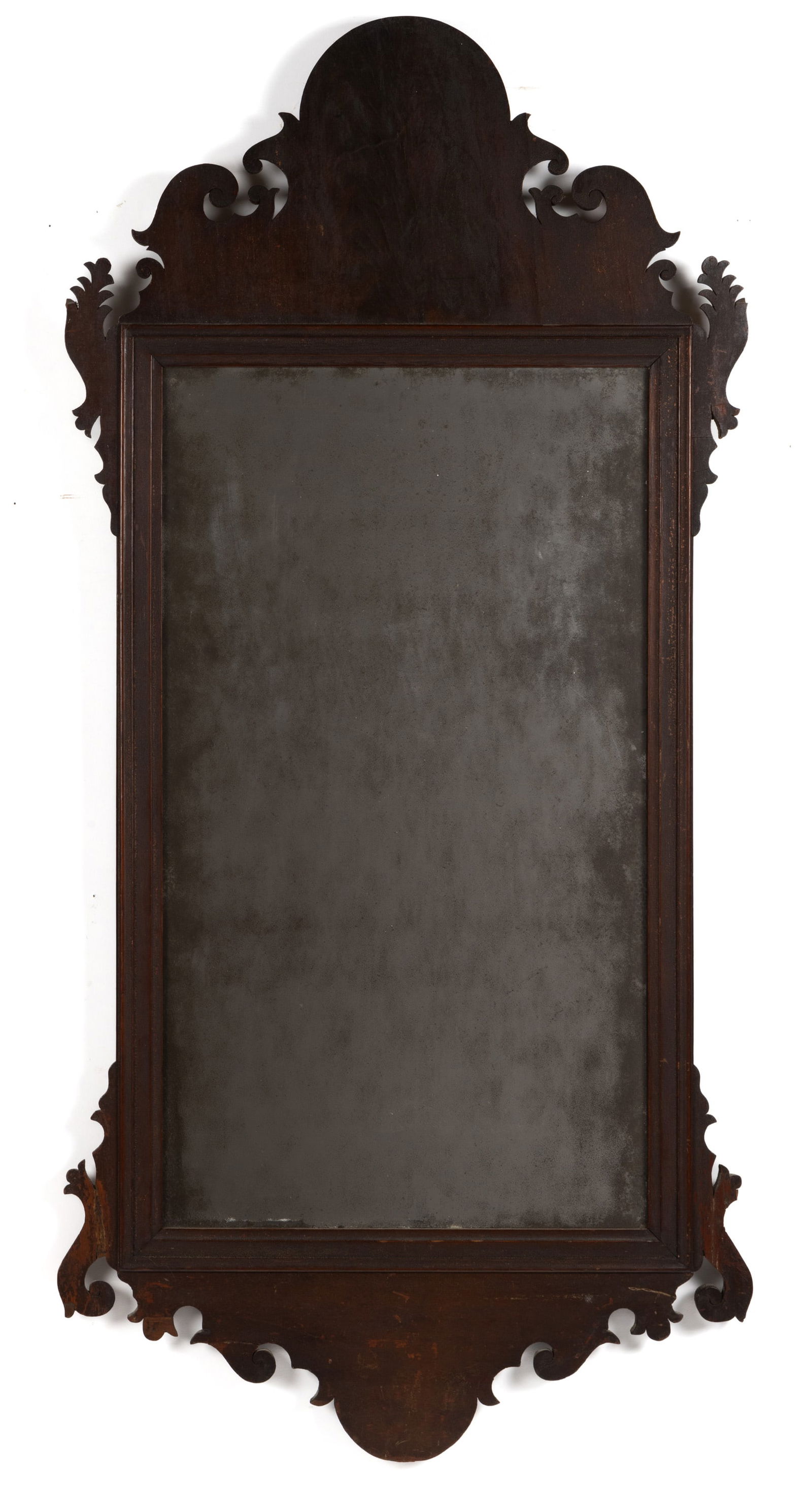 AMERICAN / ENGLISH CHIPPENDALE MAHOGANY LOOKING GLASS / WALL MIRROR (1 of 4)