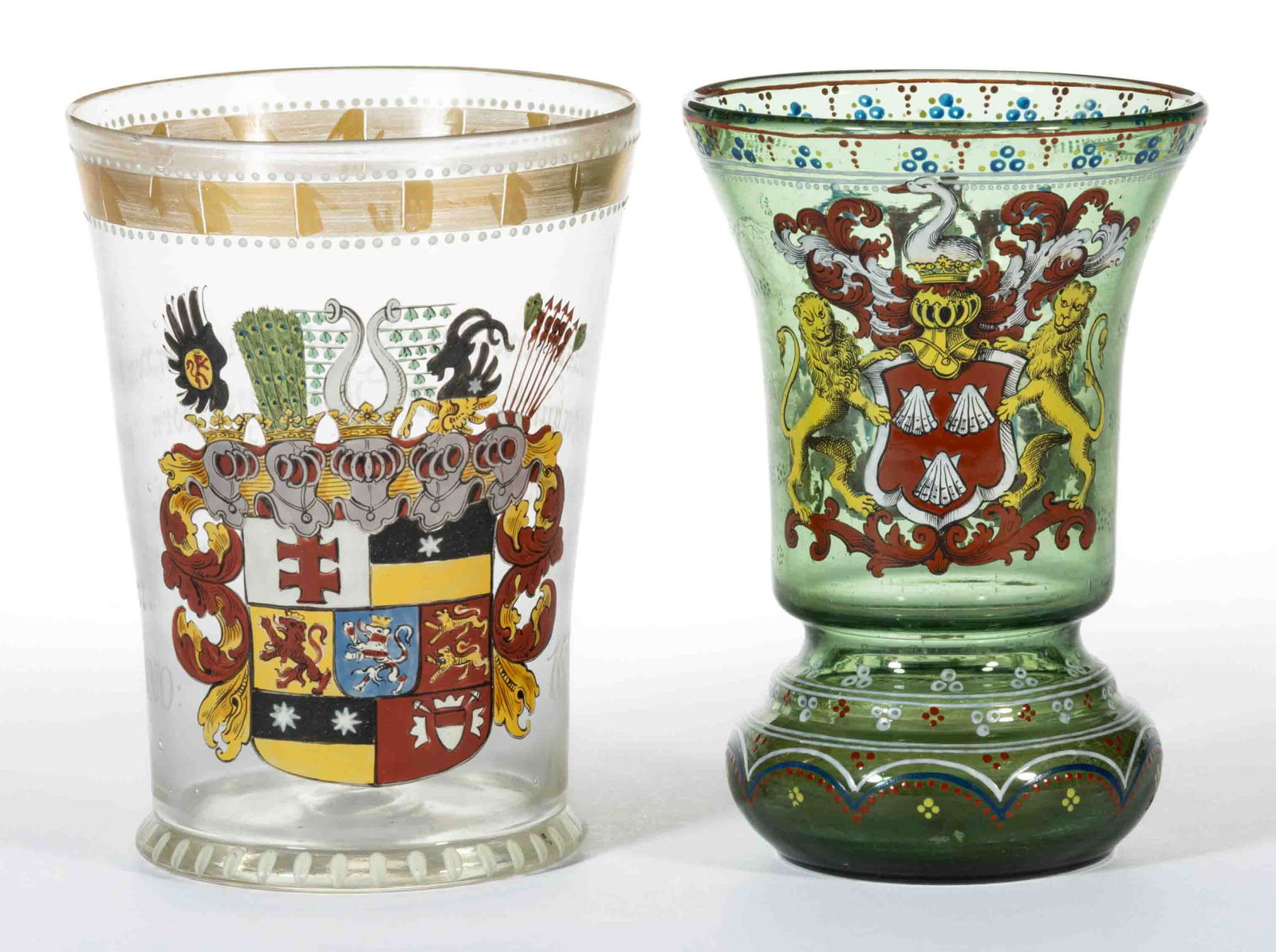 BOHEMIAN ARMORIAL HISTORISMUS AND ENAMEL-DECORATED ARTICLES, LOT OF TWO (1 of 4)