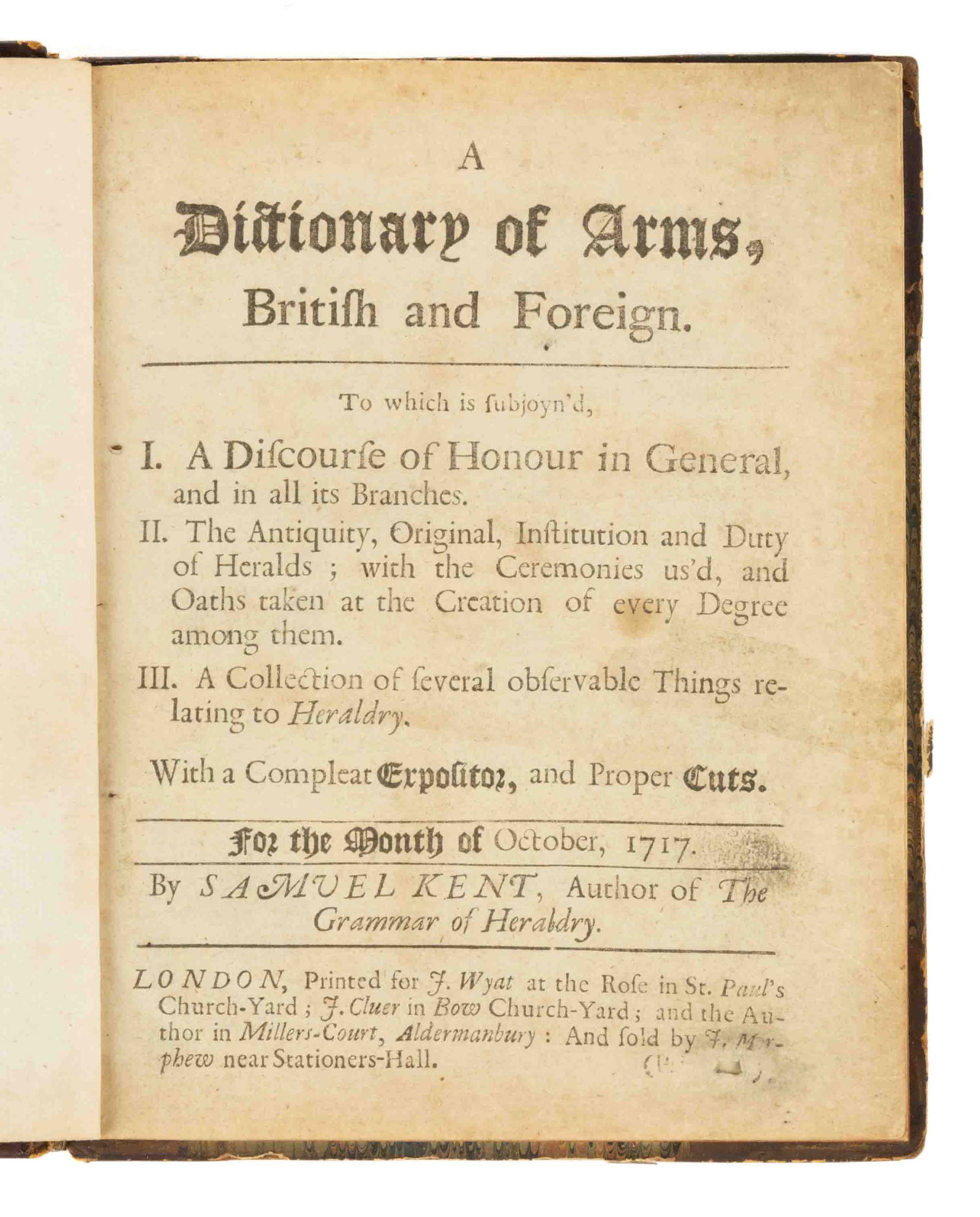 RARE 1717 BRITISH HERALDRY VOLUME (1 of 2)