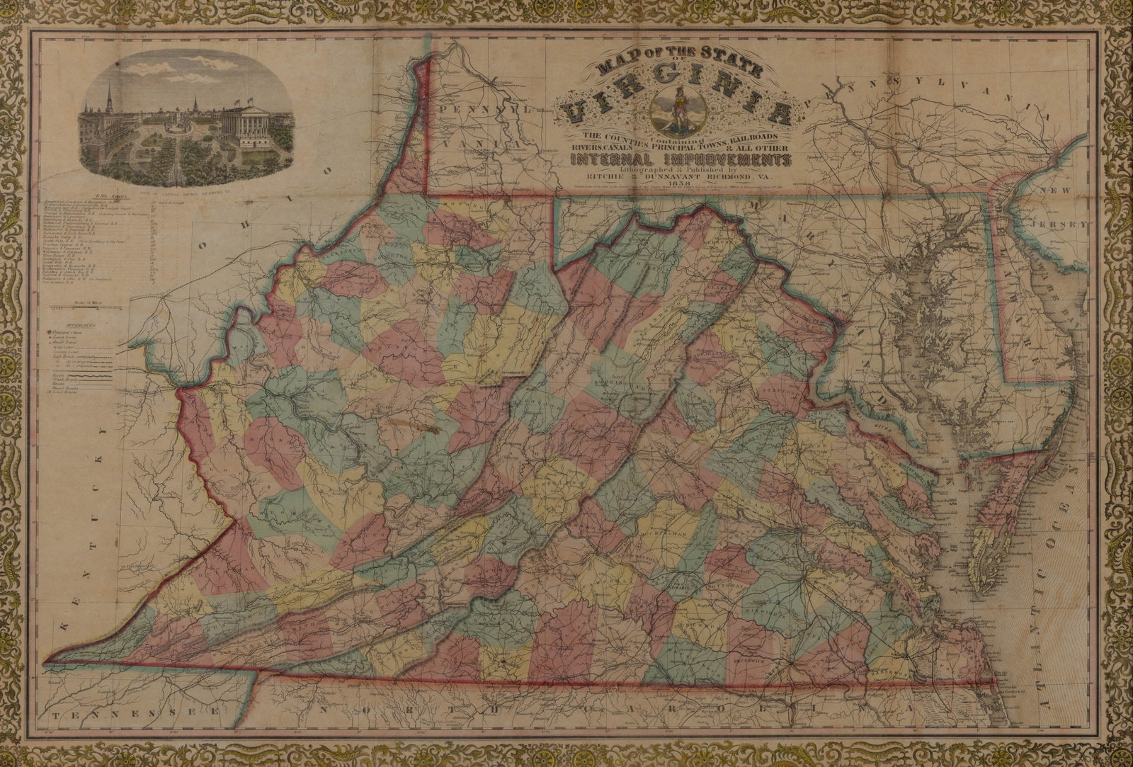 RARE BUCHOLTZ-LUDWIG ANTEBELLUM POCKET MAP OF VIRGINIA (1 of 5)