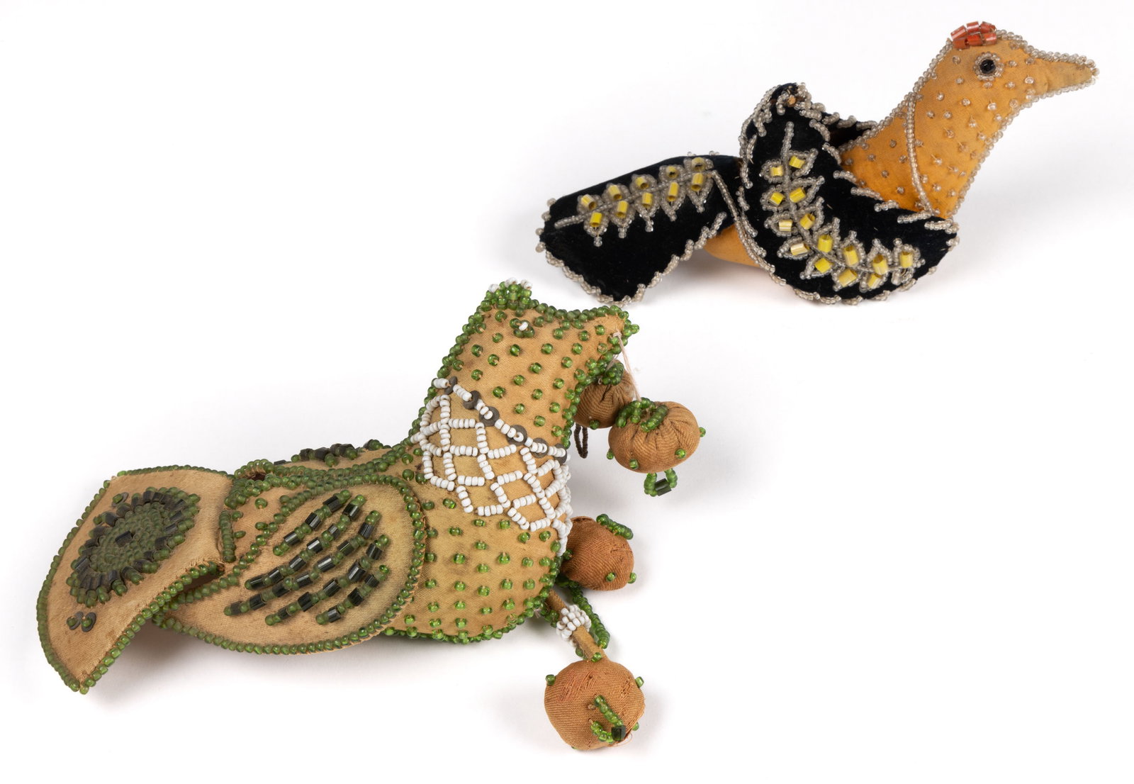 NATIVE AMERICAN HAUDENOSAUNEE (IROQUOIS) BEADWORK FIGURAL PINCUSHIONS, LOT OF TWO (1 of 2)