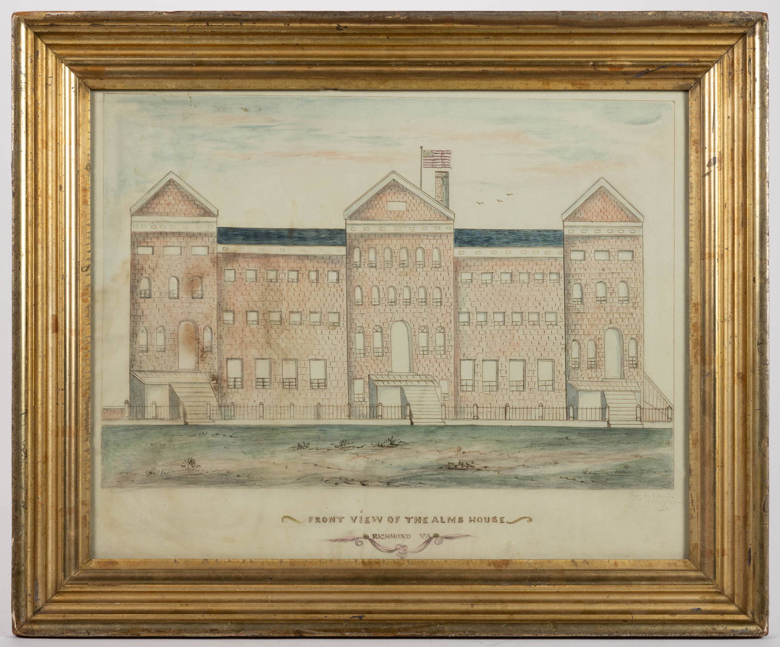 Rare Richmond, Virginia Folk Art Almshouse Drawing Auction
