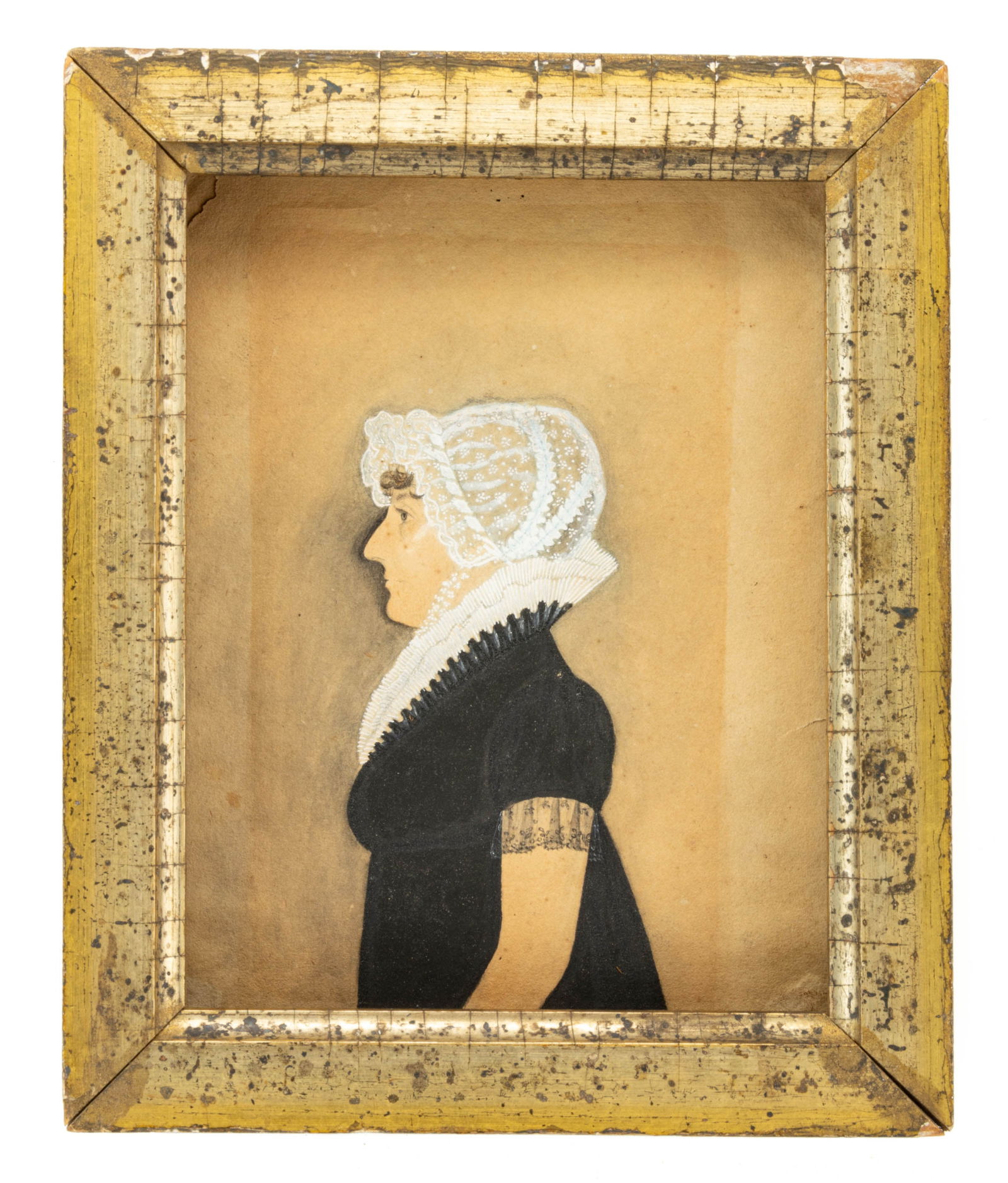VIRGINIA OR NORTH CAROLINA FOLK ART MINIATURE PORTRAIT OF A WOMAN (1 of 2)