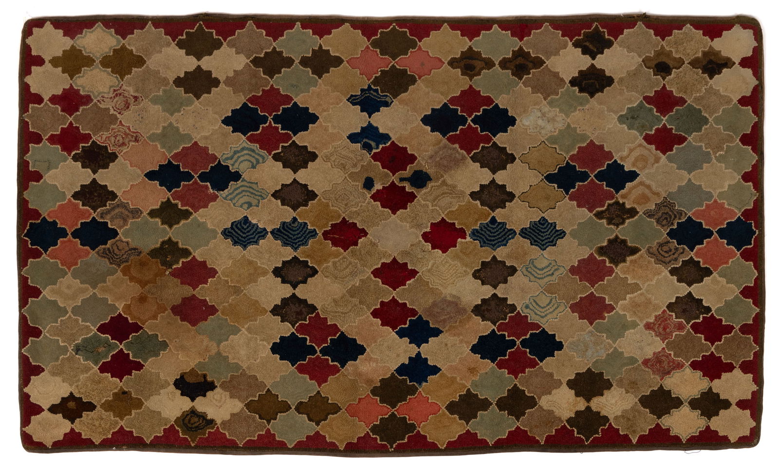 AMERICAN FOLK ART GEOMETRIC LARGE HOOKED RUG (1 of 5)