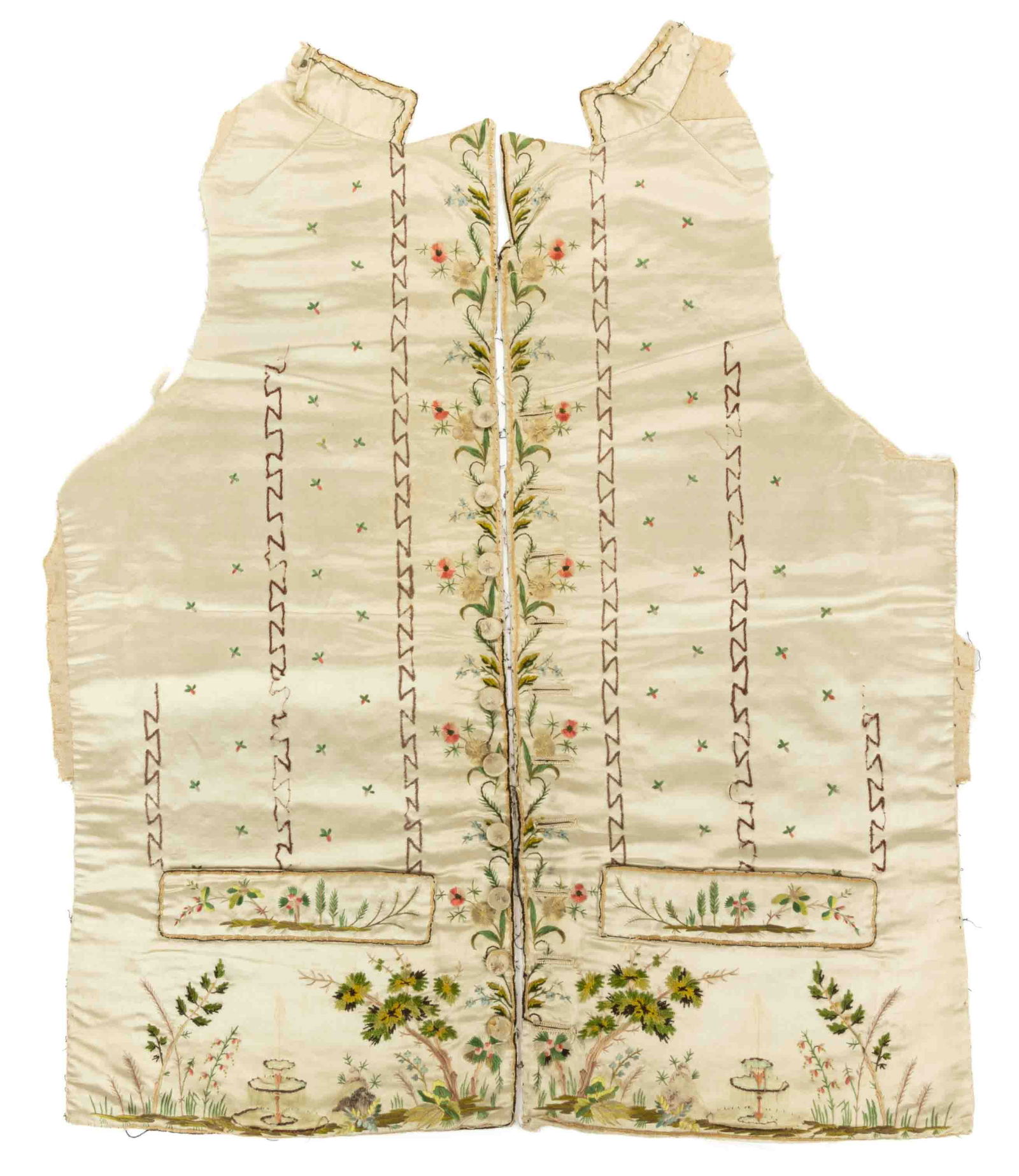 LATE 18TH CENTURY FRENCH EMBROIDERED MAN'S SILK WAISTCOAT PANELS (1 of 6)