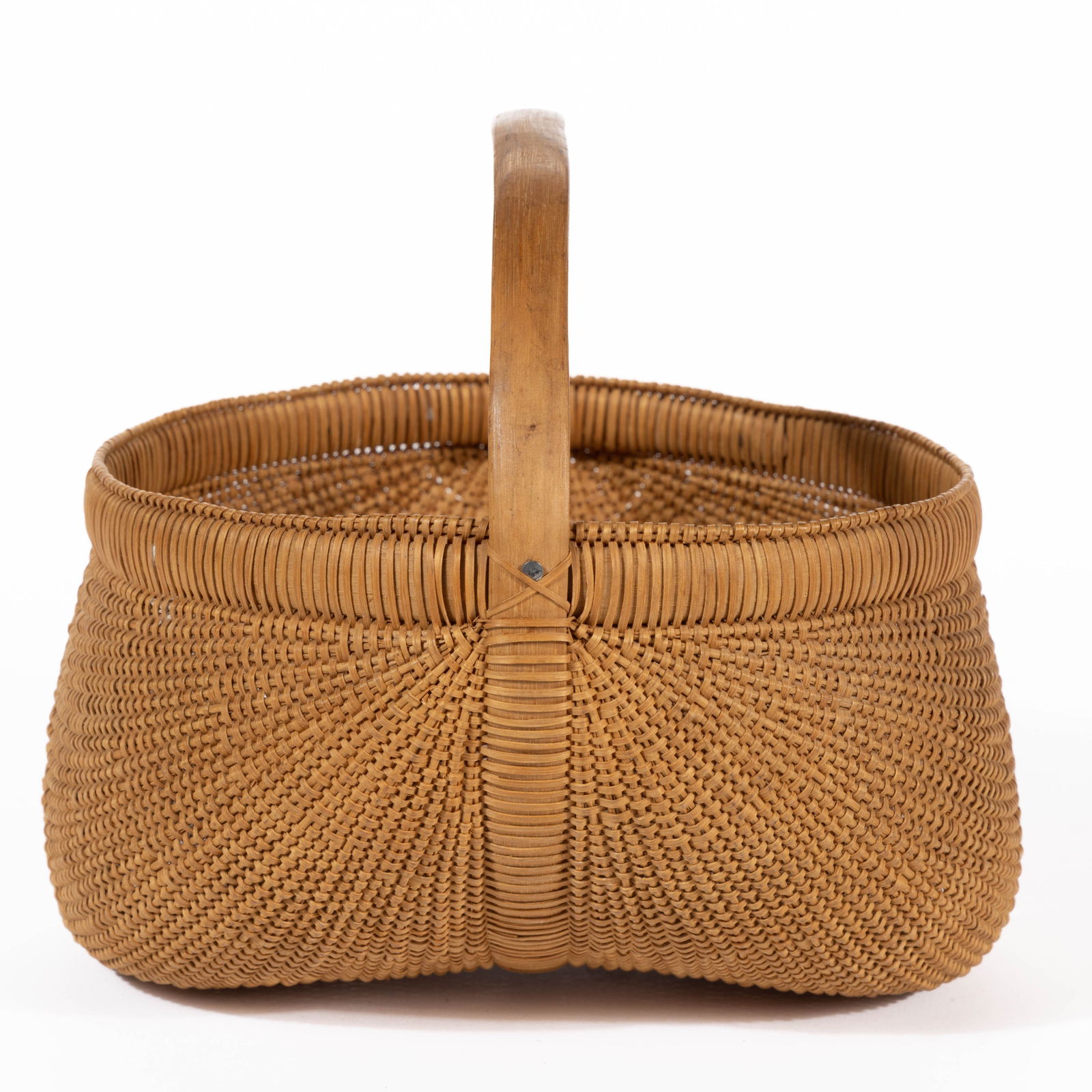 SHELTON SISTERS (FORSYTH CO., NORTH CAROLINA) RIB-TYPE WOVEN-SPLINT EGG BASKET (1 of 5)