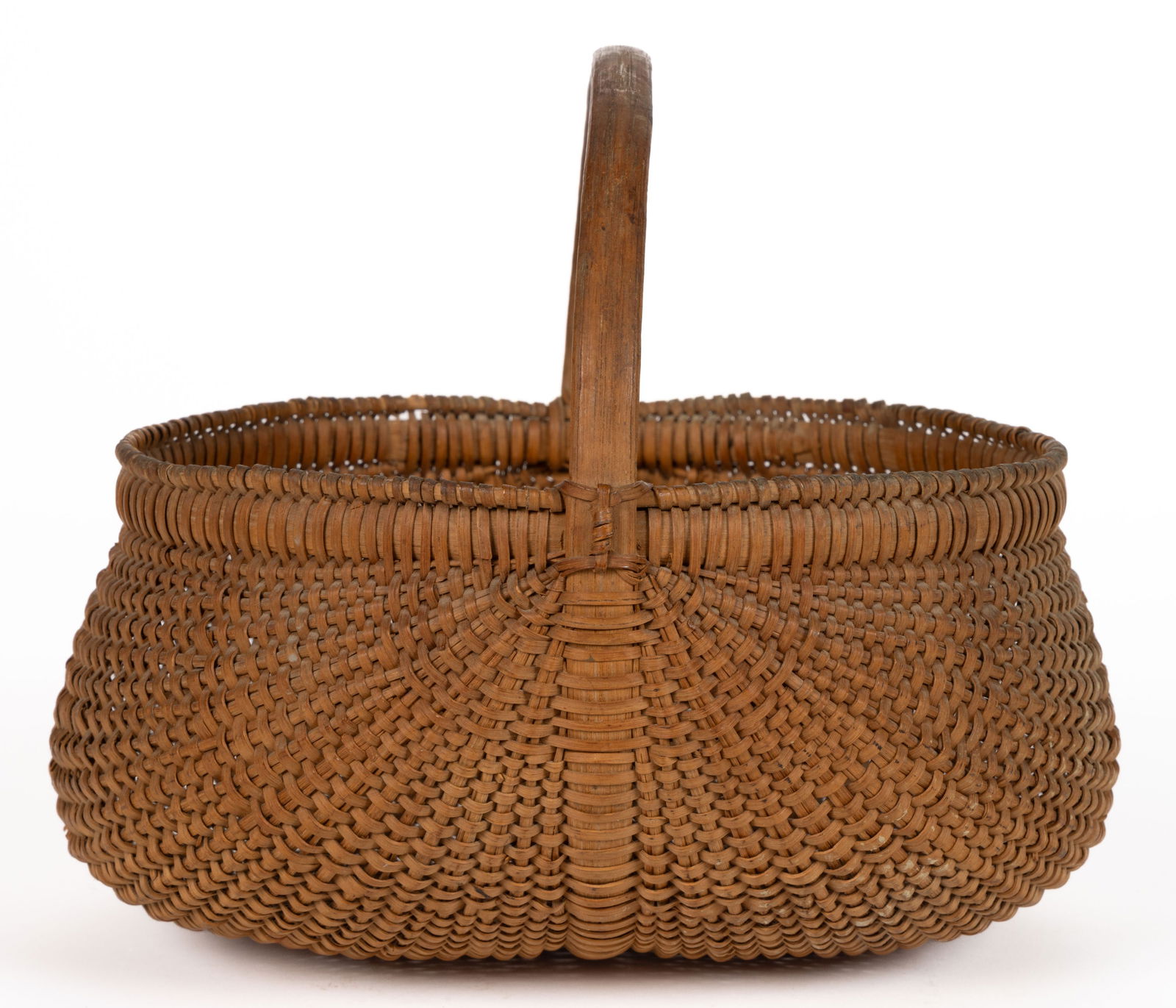 MARY CAUSBY (BURKE CO., NORTH CAROLINA, 1873-1955) RIB-TYPE WOVEN-SPLINT EGG BASKET (1 of 5)