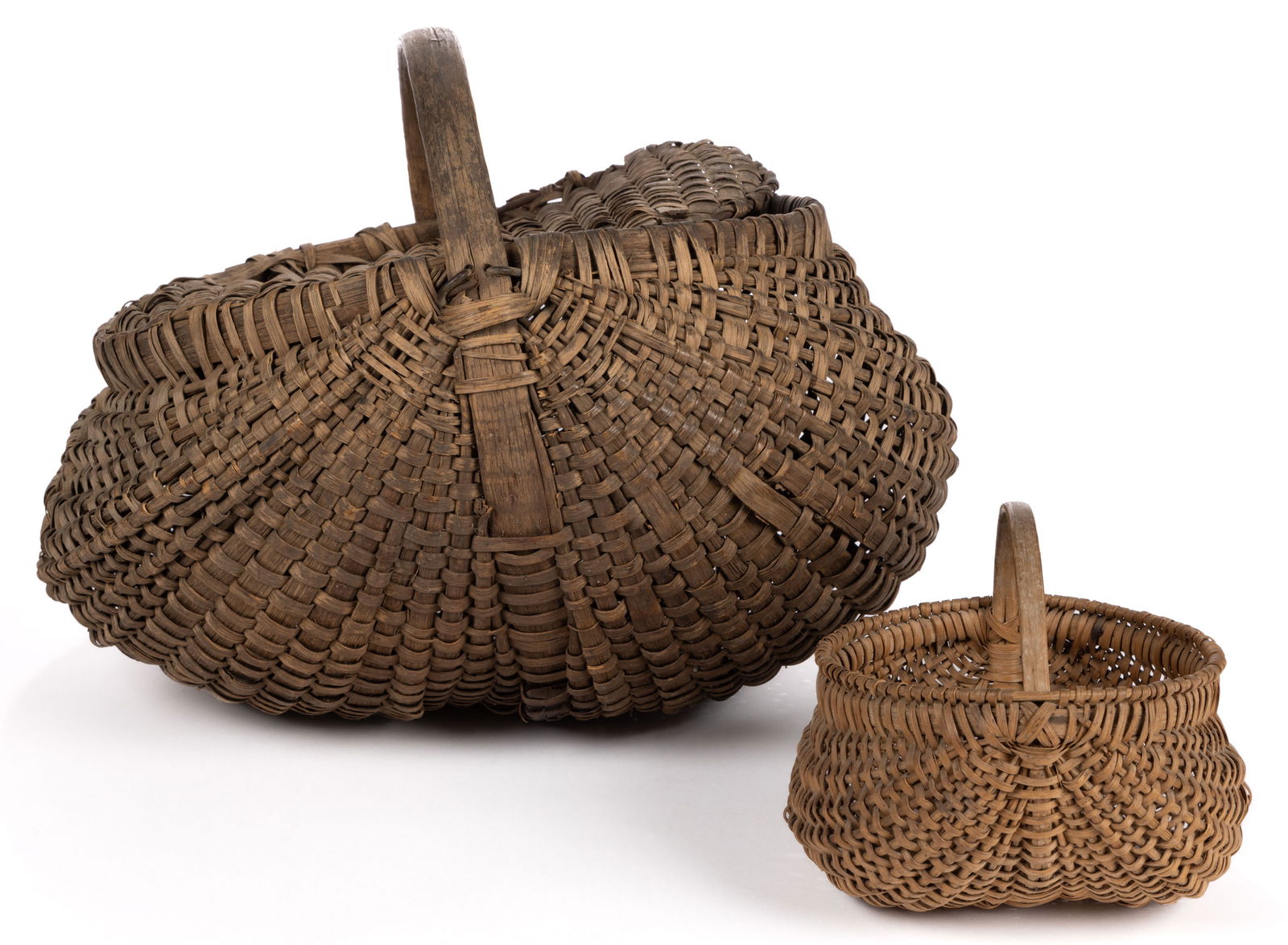 VIRGINIA RIB-TYPE WOVEN-SPLINT BASKETS, LOT OF TWO (1 of 5)