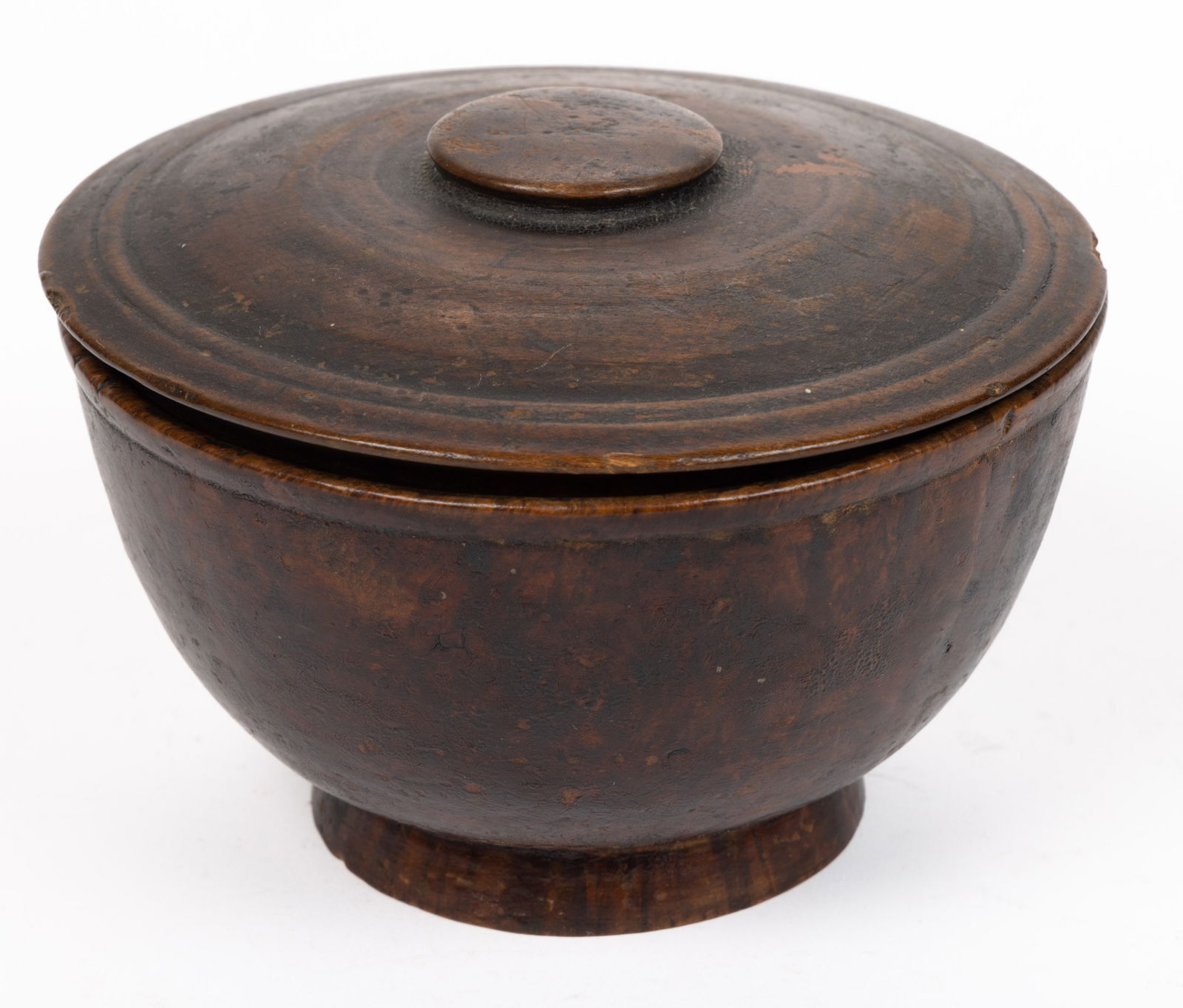 AMERICAN TURNED BURL TREEN COVERED SUGAR BOWL (1 of 5)