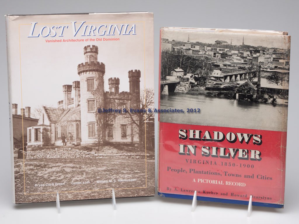 VIRGINIA HISTORICAL VOLUMES, LOT OF TWO: VIRGINIA HISTORICAL VOLUMES, LOT OF TWO, comprising "Lost Virginia - Vanished Architecture of the Old Dominion", by Bryan Clark Green, Calder Loth, and William M. S. Rasmussen, Charlottesville, VA: Ho