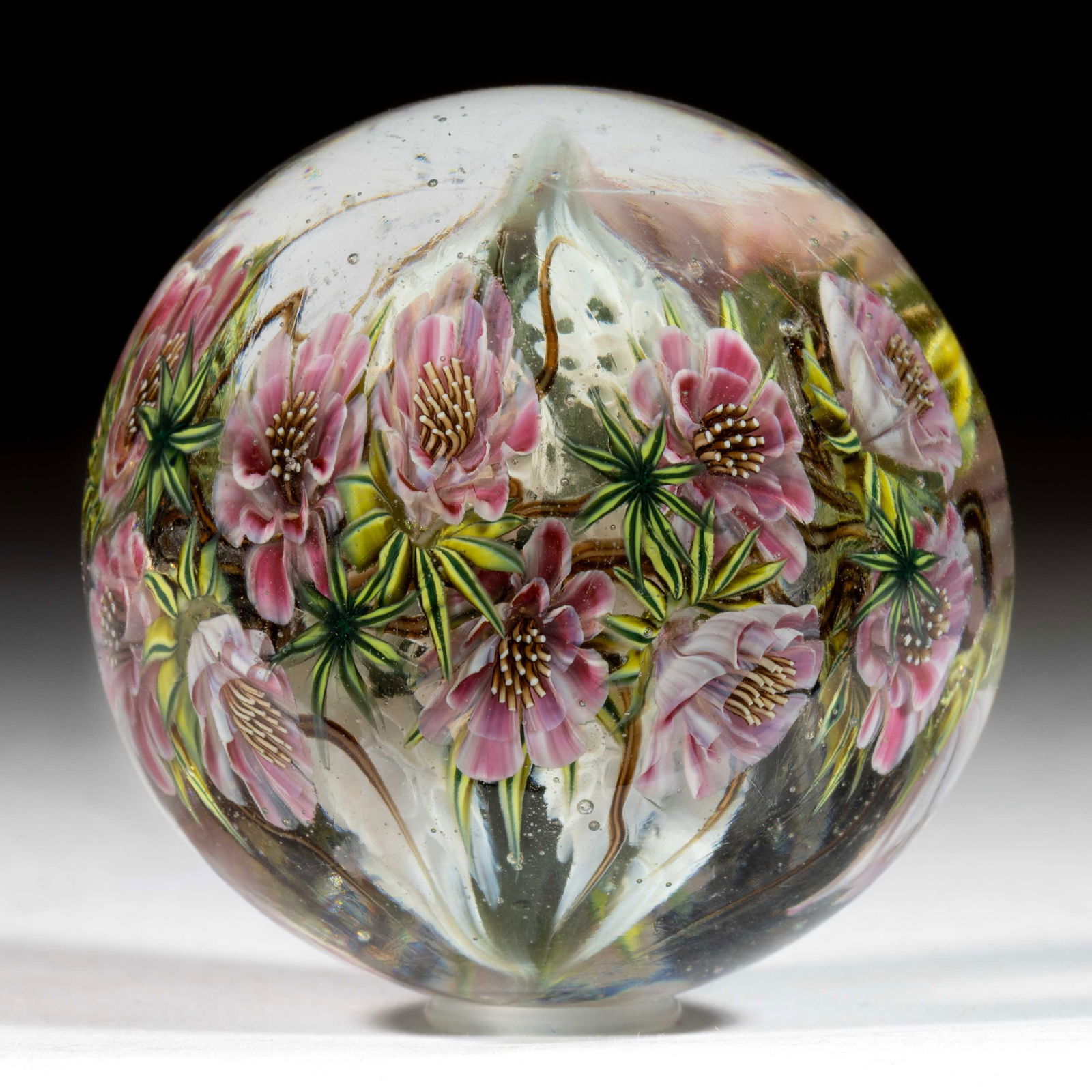 ELENA HERNBURG (RUSSIAN, B. 1960) HOLLOW MILLEFIORI CORE FLORAL MURRINE AND LAMPWORK STUDIO ART GLAS (1 of 3)