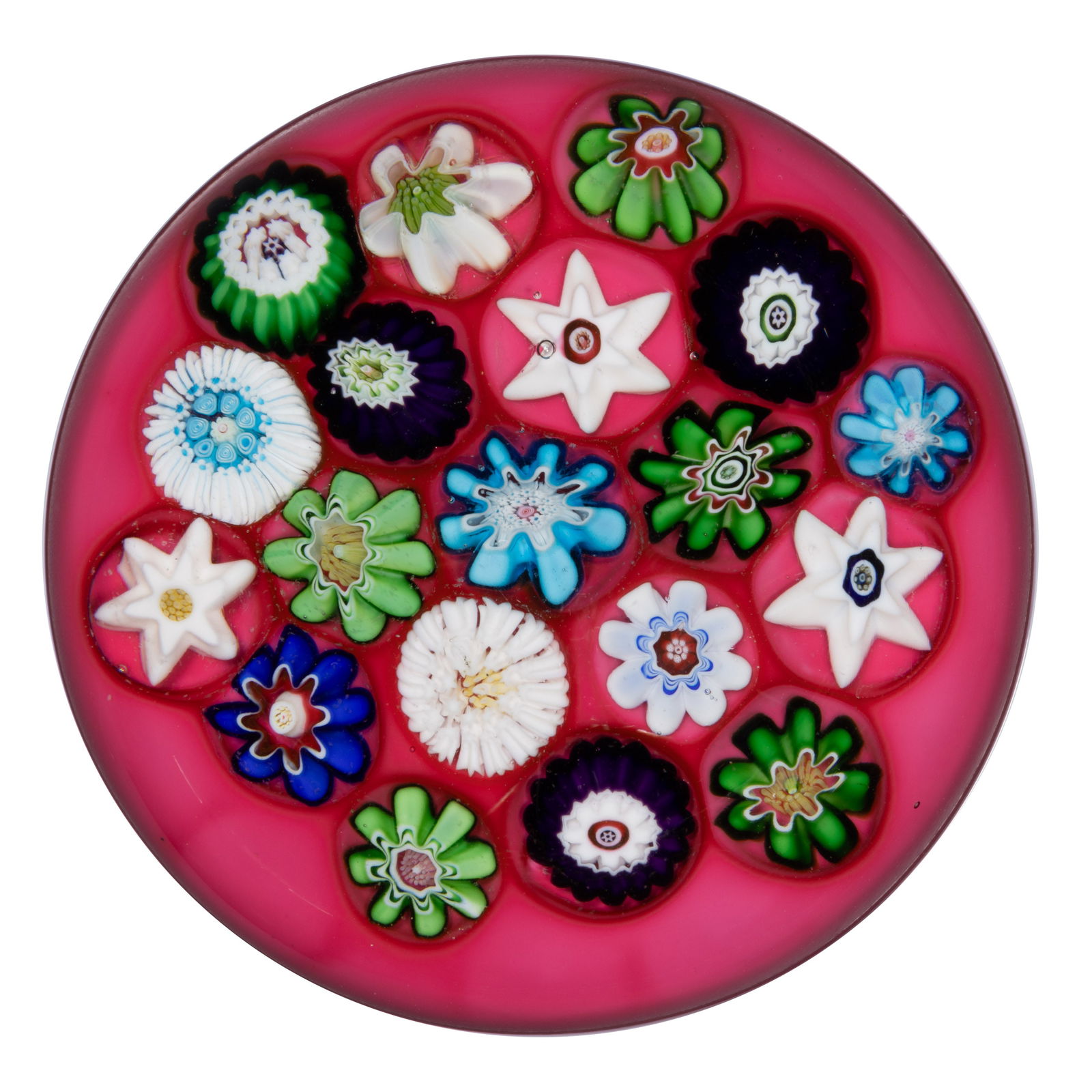 ANTIQUE CLICHY 19-CANE SPACED MILLEFIORI ART GLASS PAPERWEIGHT (1 of 2)