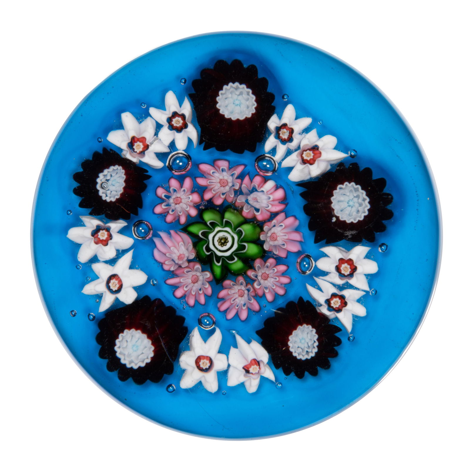 ANTIQUE CLICHY CONCENTRIC MILLEFIORI ART GLASS PAPERWEIGHT (1 of 2)