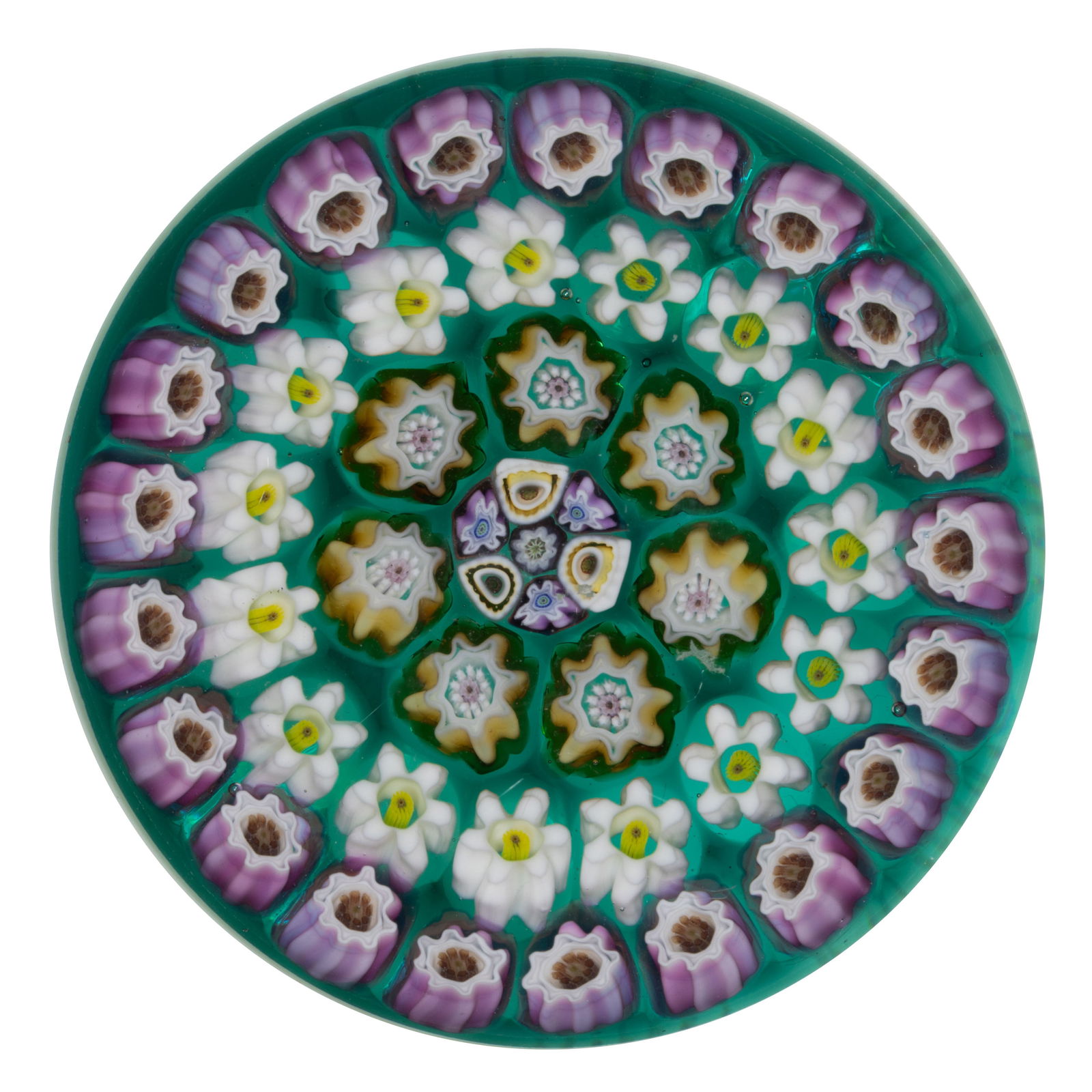 JULIE SCRUTTON LEWIS ARTIST PROOF (AMERICAN, XX/XXI) CONCENTRIC MILLEFIORI PAPERWEIGHT (1 of 2)