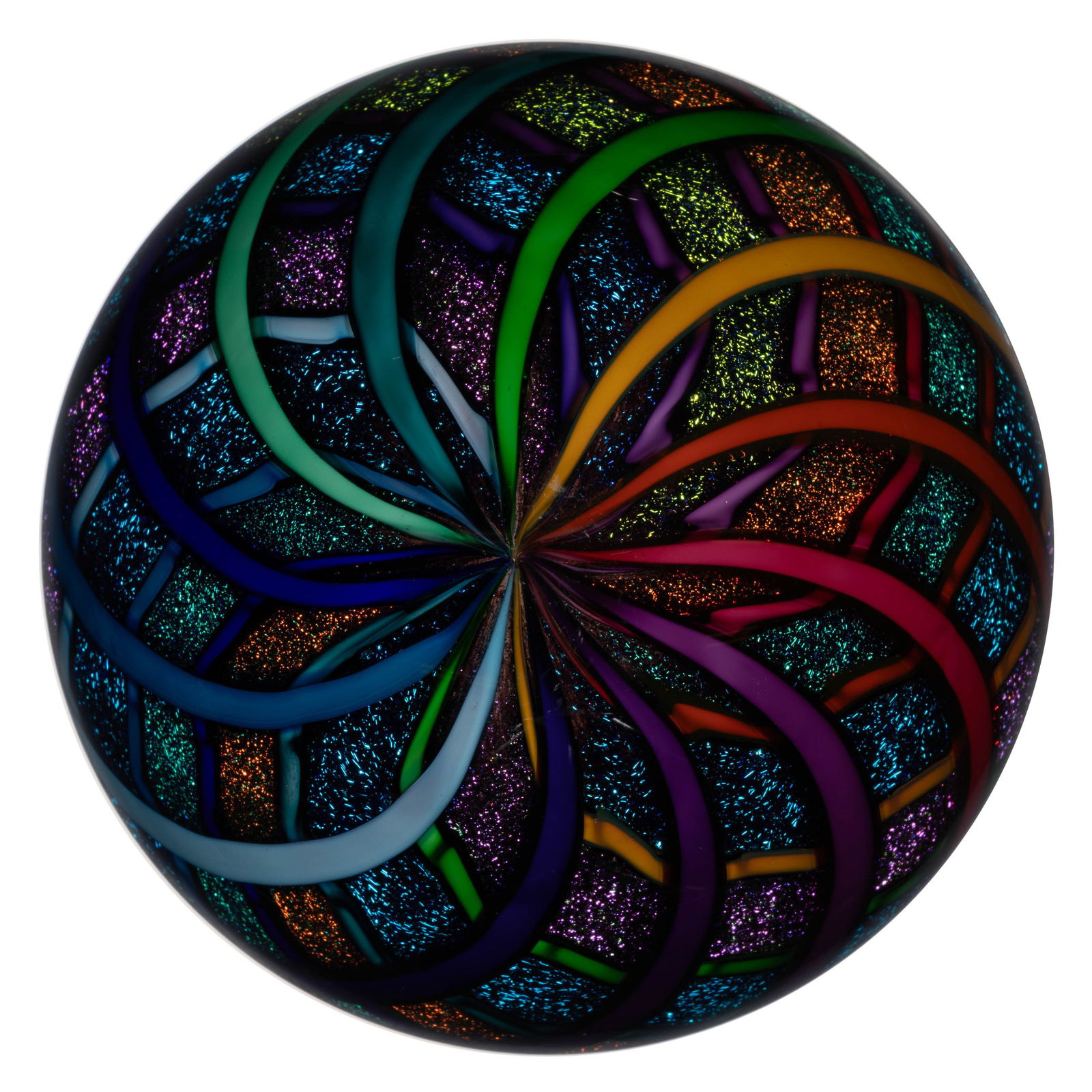 JAMES ALLOWAY (AMERICAN, B. 1957) RAINBOW RETTI SWIRLED PAPERWEIGHT (1 of 2)