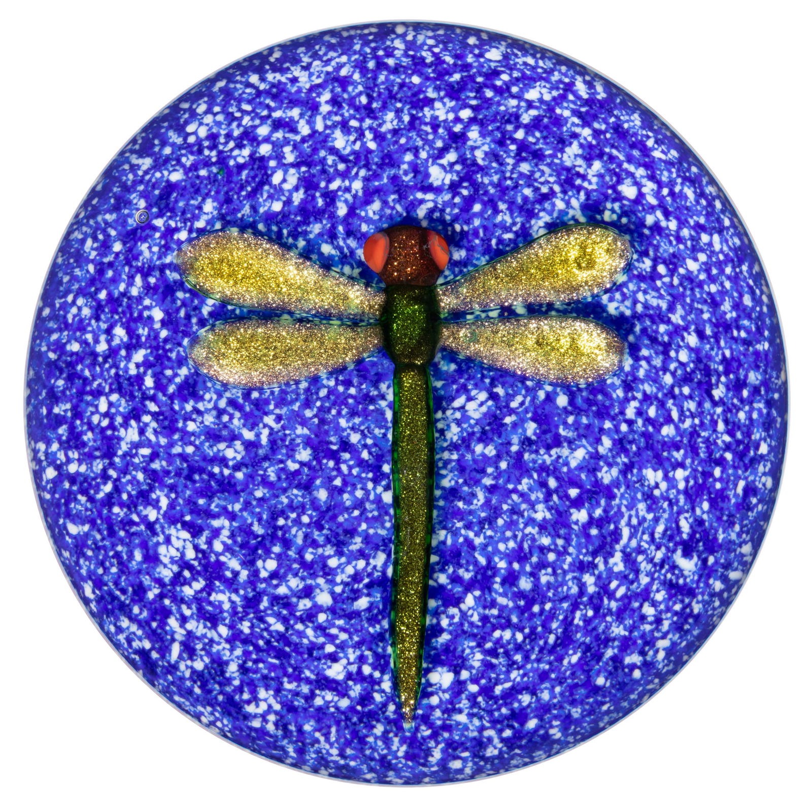 PAUL YSART (SCOTTISH, 1904-1979) DRAGONFLY LAMPWORK ART GLASS PAPERWEIGHT (1 of 2)