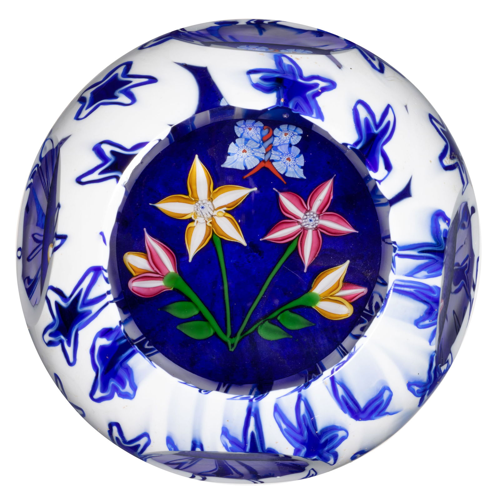 JOHN DEACONS (SCOTTISH, B. 1950) STARS OVERLAY FLOWER BOUQUET LAMPWORK STUDIO ART GLASS PIEDOUCHE PA (1 of 2)