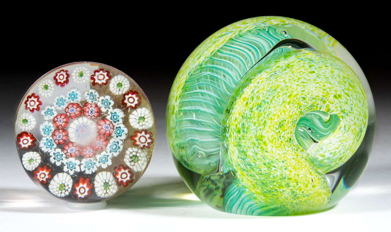 ASSORTED ART GLASS PAPERWEIGHTS, LOT OF TWO (1 of 2)