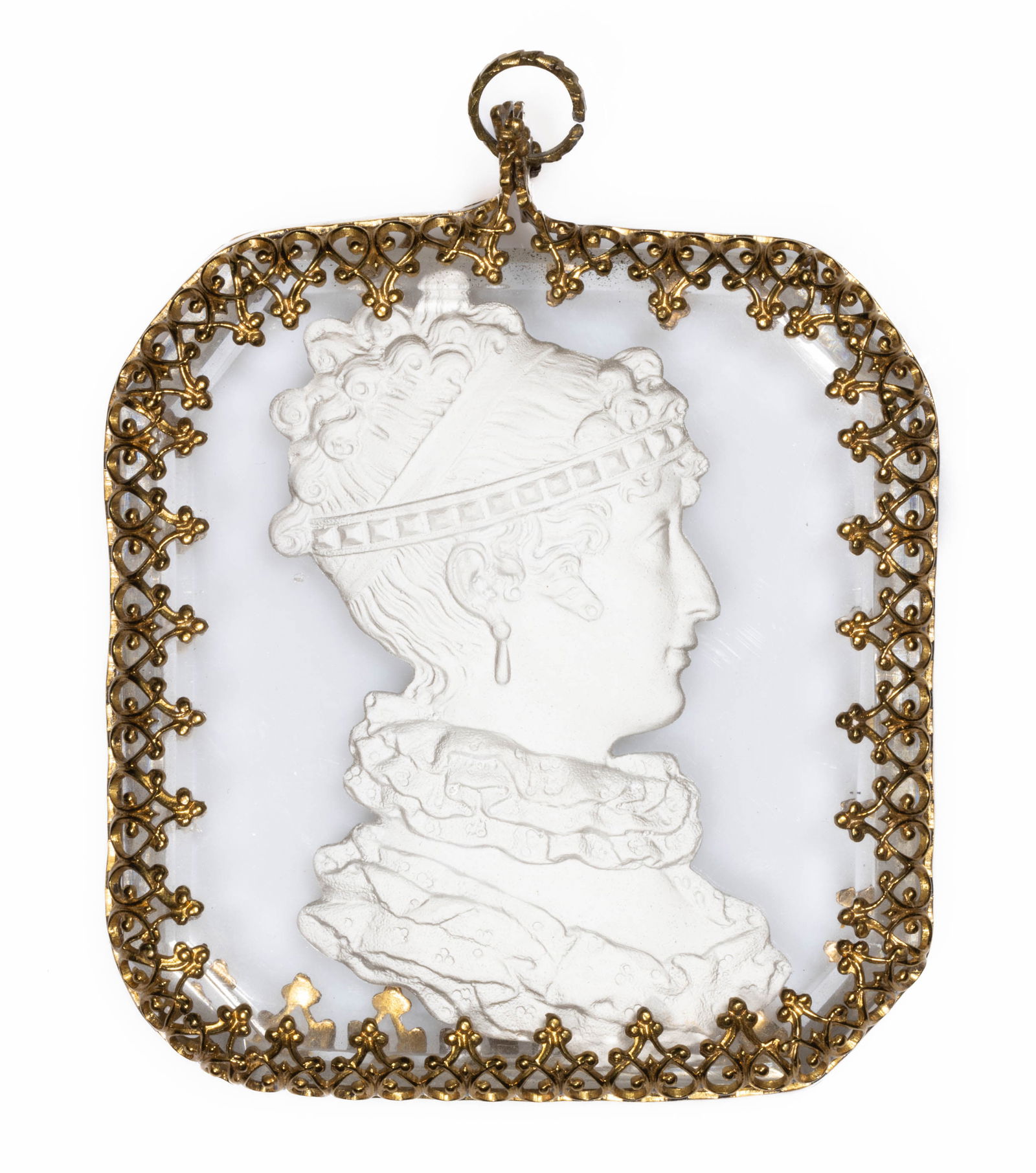 ANTIQUE DUCHESE D'ANGOULEME SULPHIDE ART GLASS PLAQUE (1 of 2)