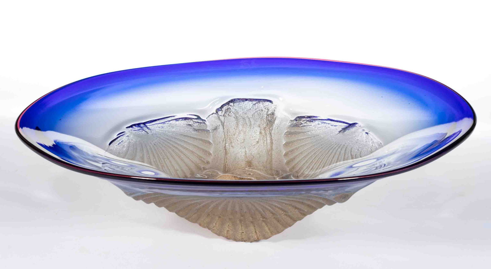 NEAL DROBNIS (AMERICAN, B. 1957) SHELLS SAND-CAST GLASS CENTERPIECE BOWL (1 of 2)