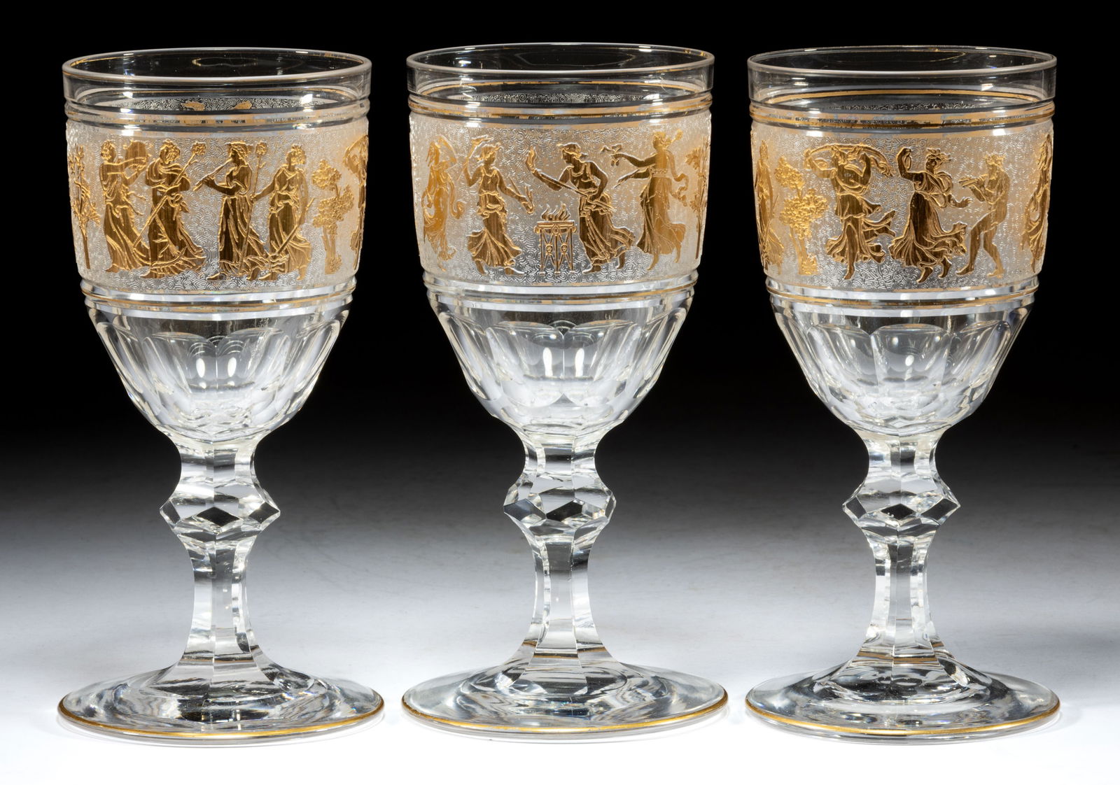 VAL ST. LAMBERT "DANSE DE FLORE" GOBLETS, LOT OF THREE (1 of 1)