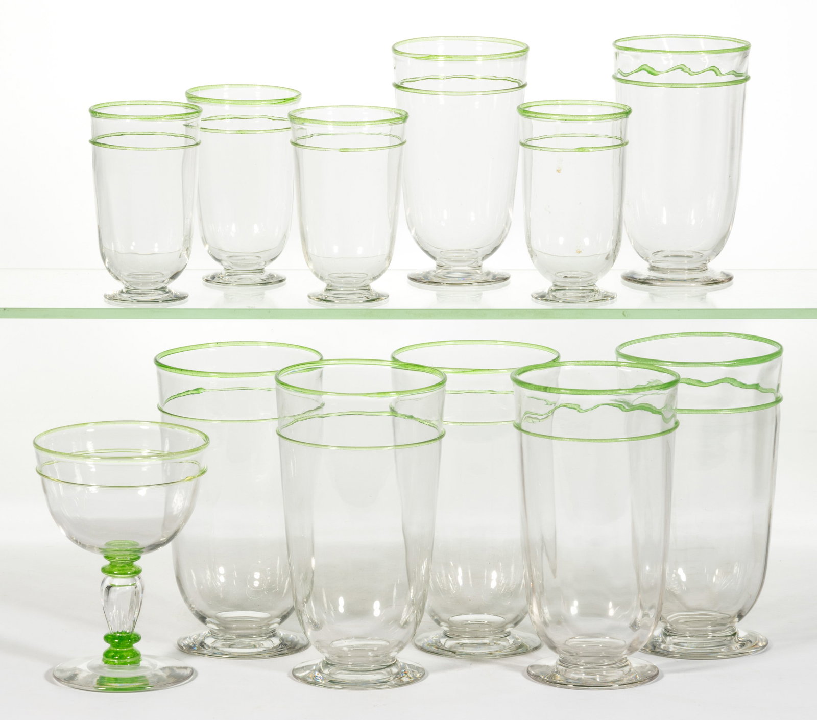 STEUBEN ATTRIBUTED NO. 3325 ART GLASS ARTICLES, LOT OF 12 (1 of 1)